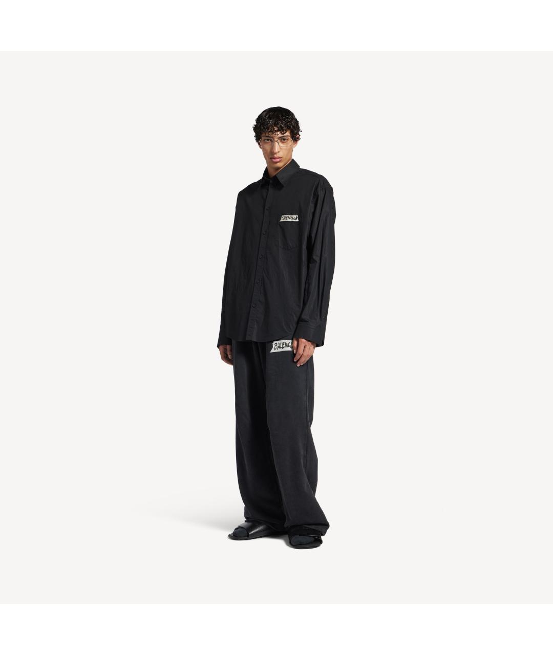 BALENCIAGA Черная хлопковая кэжуал рубашка, фото 4