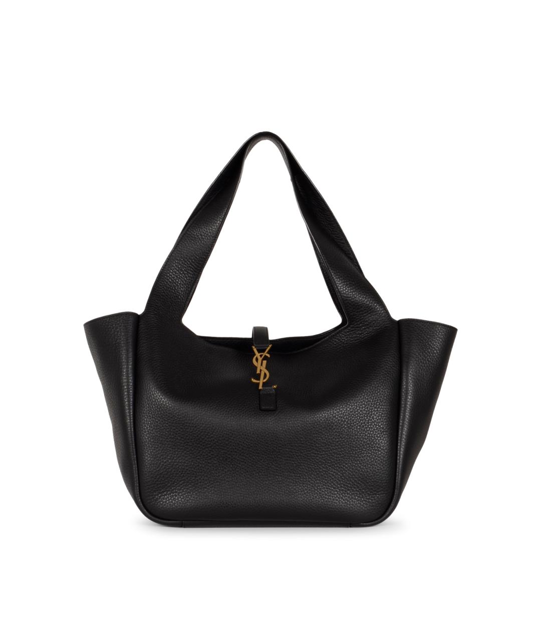 SAINT LAURENT Черная кожаная сумка тоут, фото 1