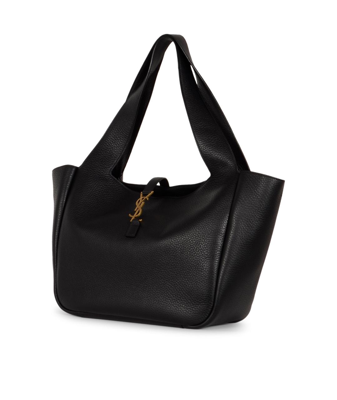SAINT LAURENT Черная кожаная сумка тоут, фото 2
