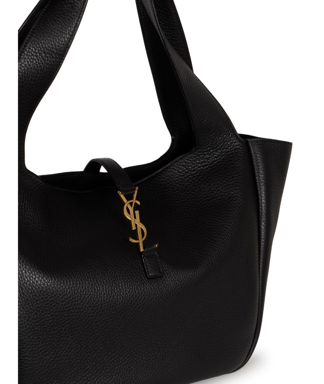 SAINT LAURENT Черная кожаная сумка тоут, фото 4