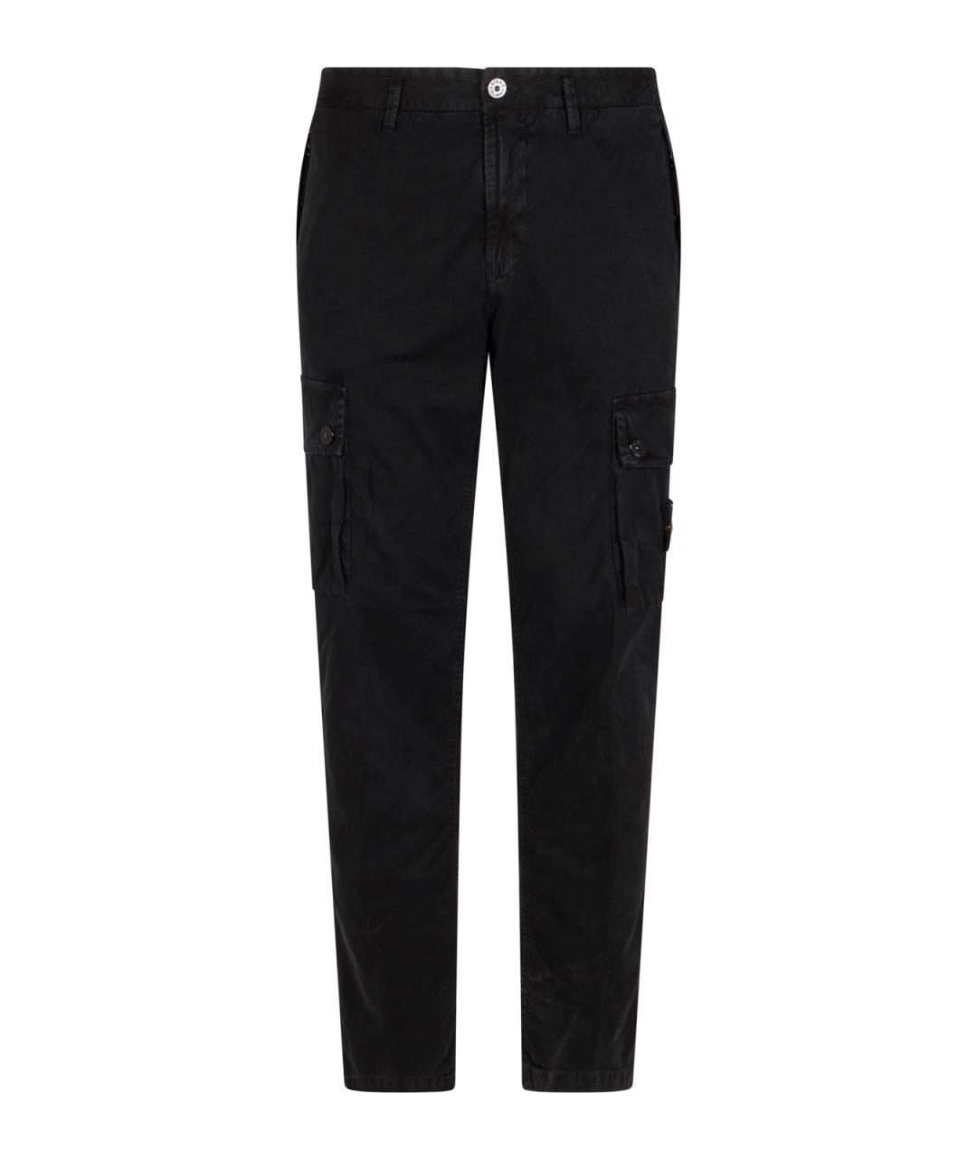 STONE ISLAND Черные хлопковые повседневные брюки, фото 1