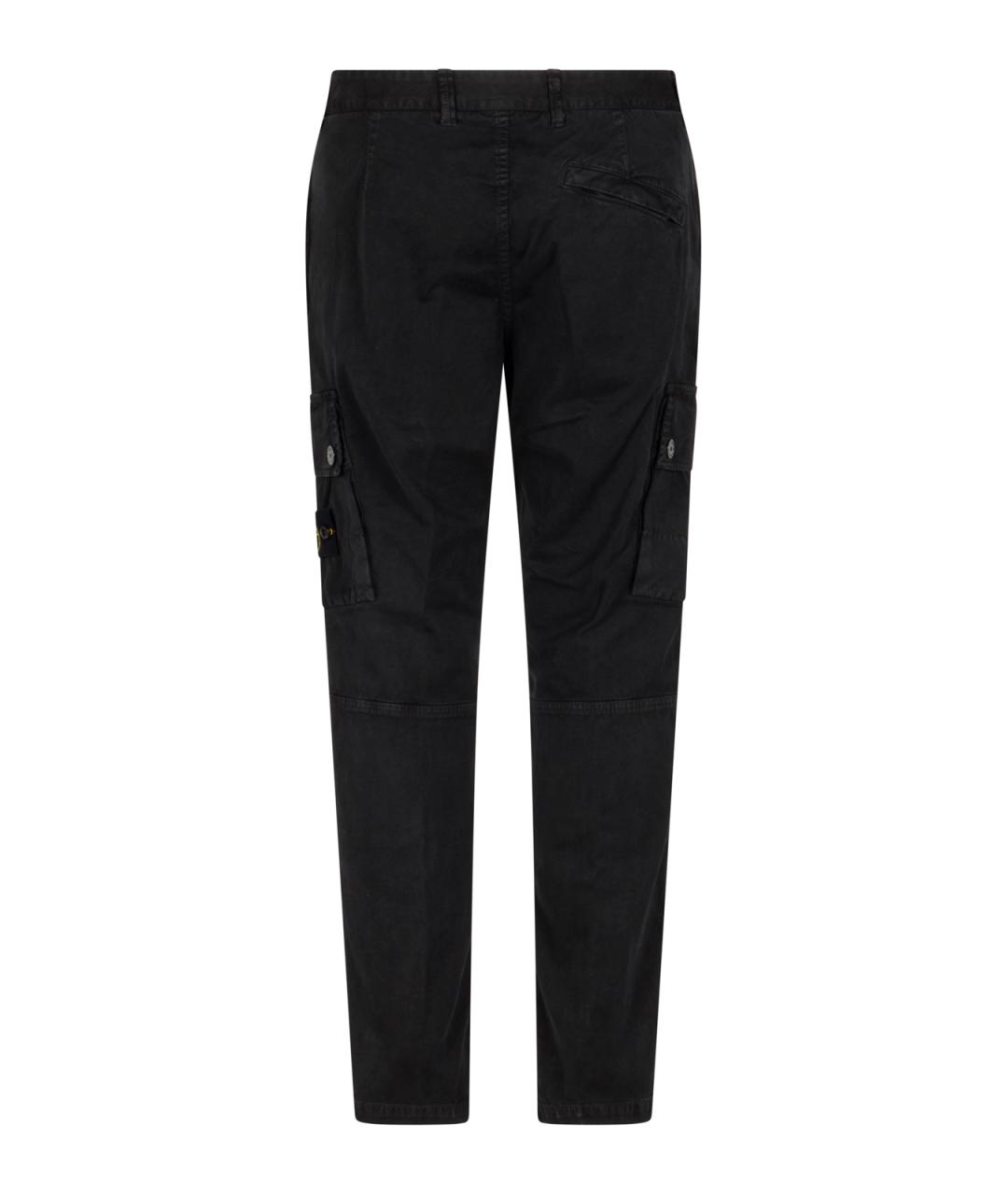 STONE ISLAND Черные хлопковые повседневные брюки, фото 2