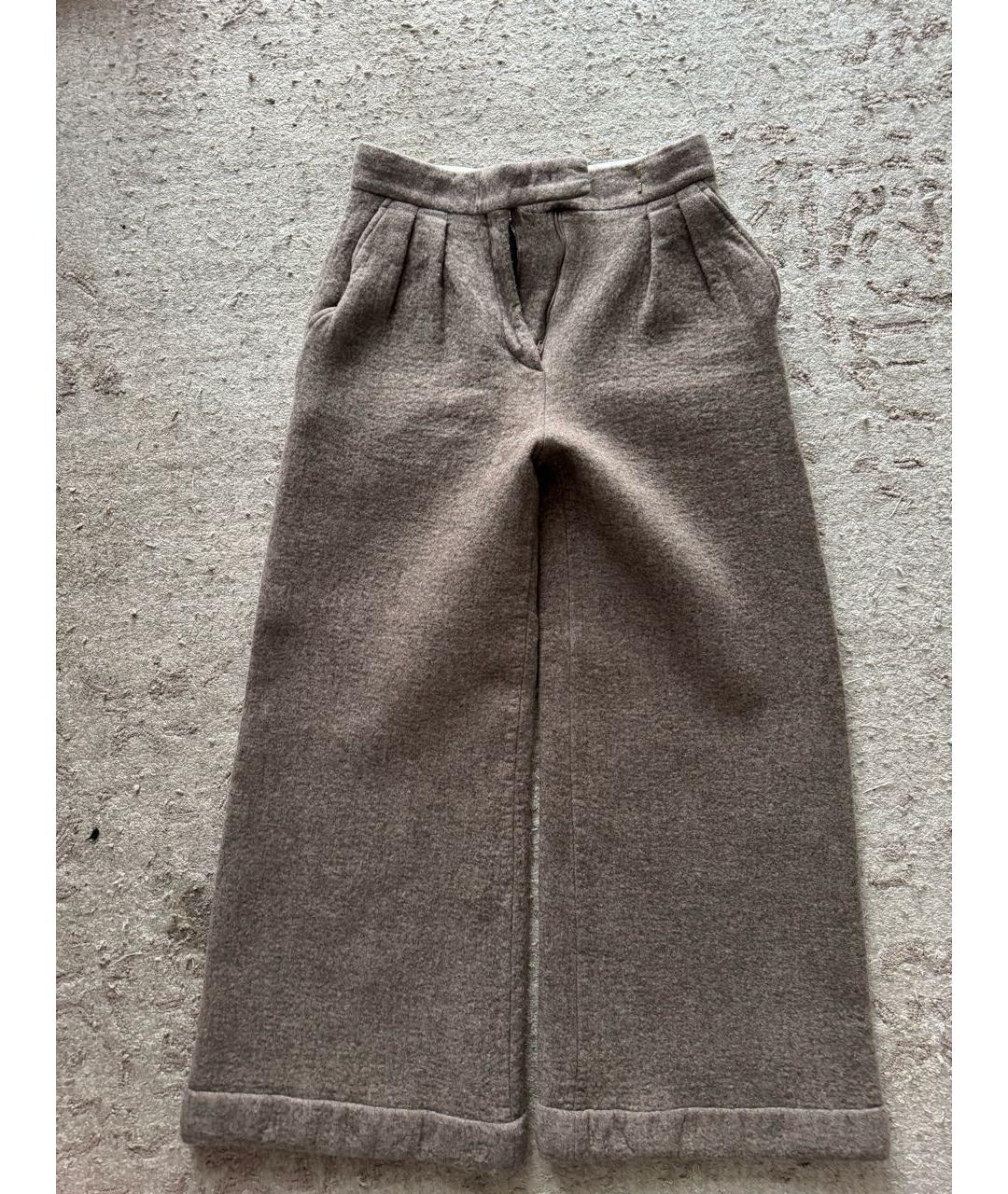 'S MAX MARA Коричневые шерстяные брюки широкие, фото 4