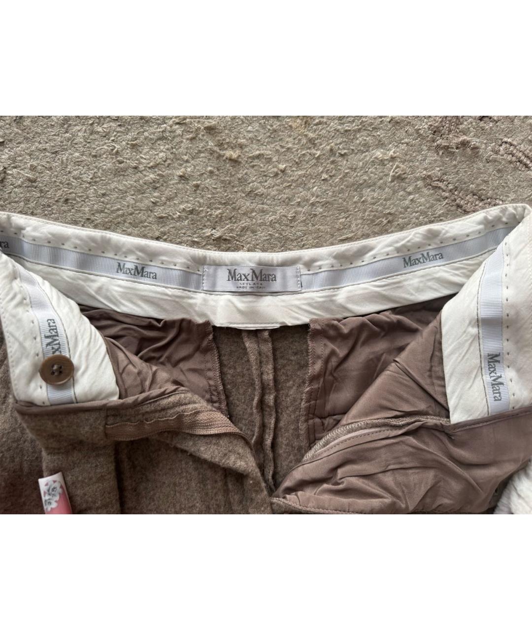 'S MAX MARA Коричневые шерстяные брюки широкие, фото 3