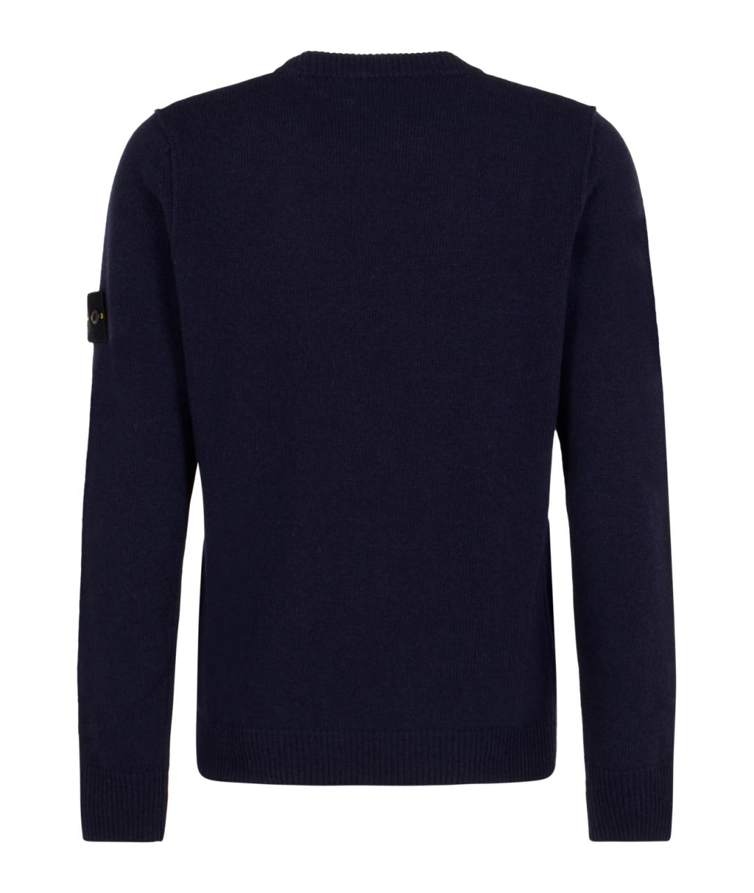 STONE ISLAND Темно-синий шерстяной джемпер / свитер, фото 2