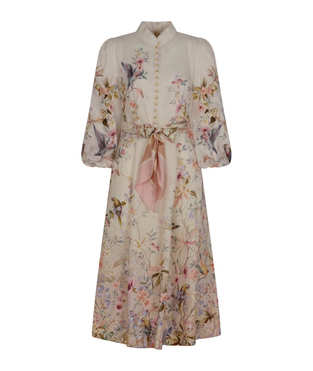 ZIMMERMANN Бежевое льняное повседневное платье, фото 1