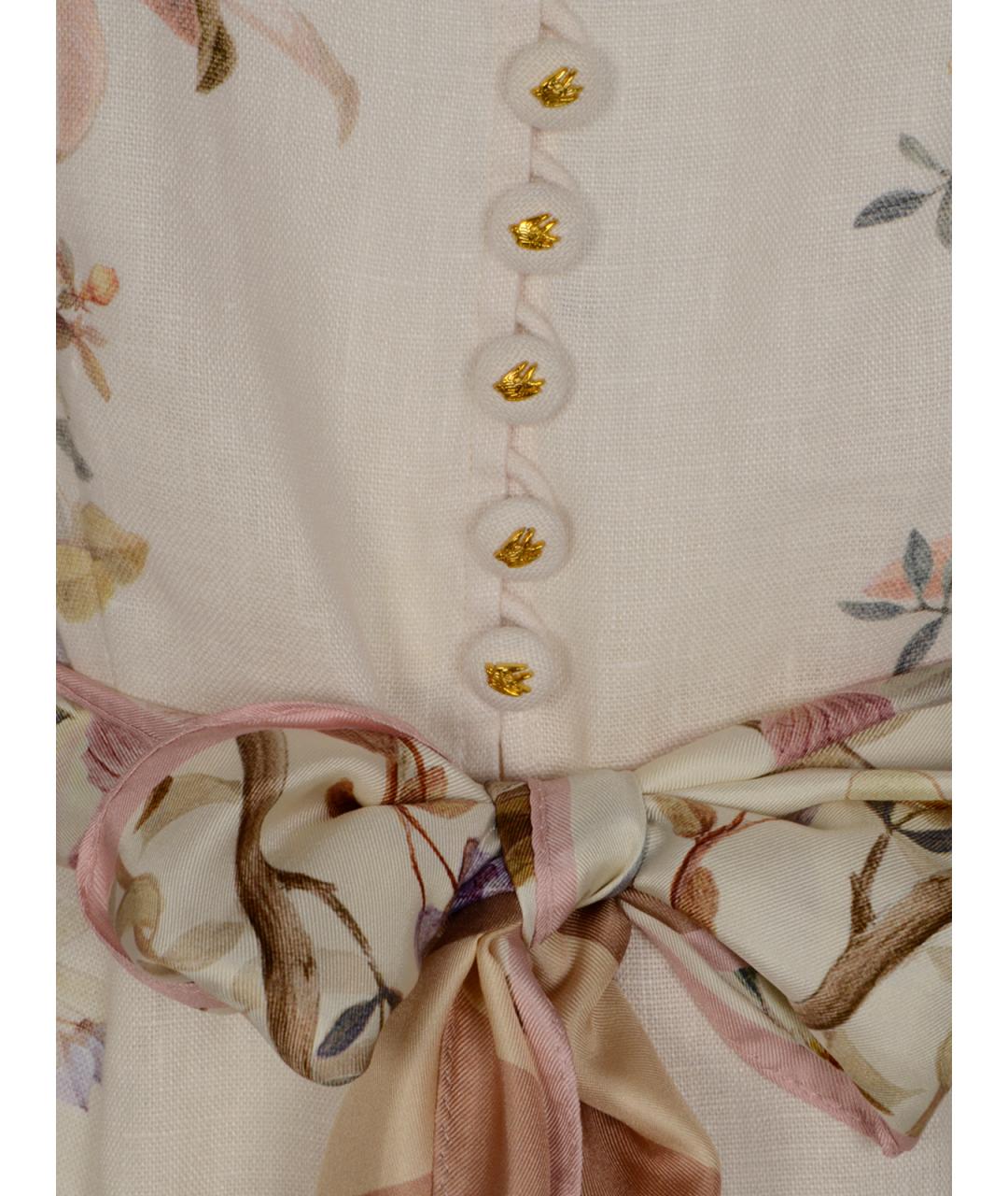 ZIMMERMANN Бежевое льняное повседневное платье, фото 3