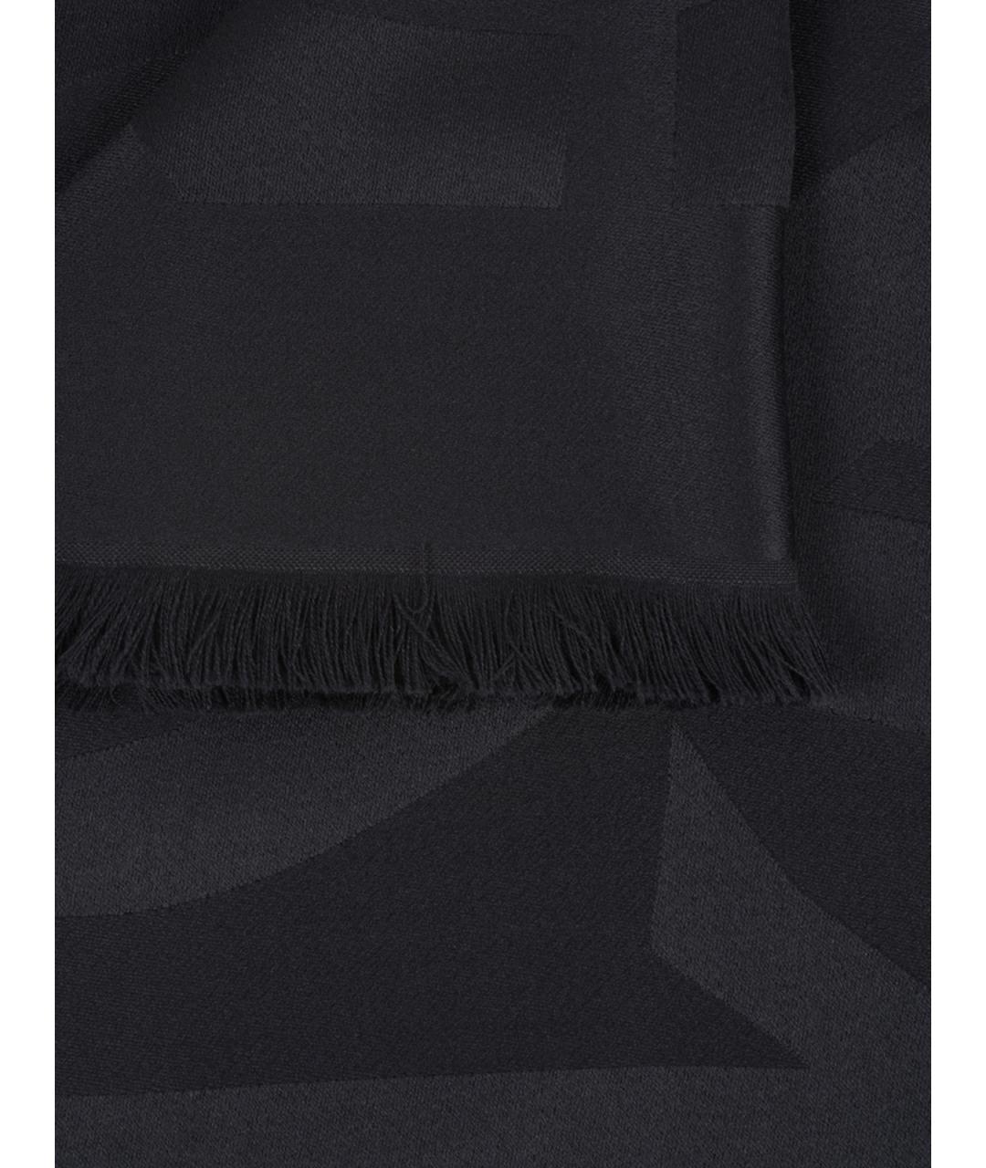SAINT LAURENT Черный шерстяной шарф, фото 2