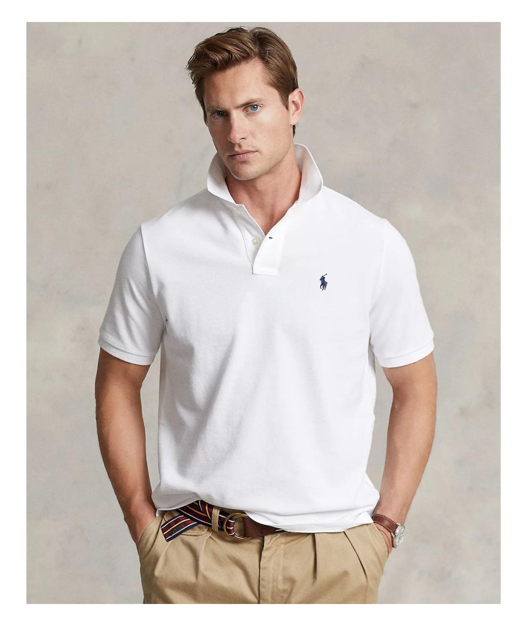 POLO RALPH LAUREN Белое хлопковое поло с коротким рукавом, фото 4