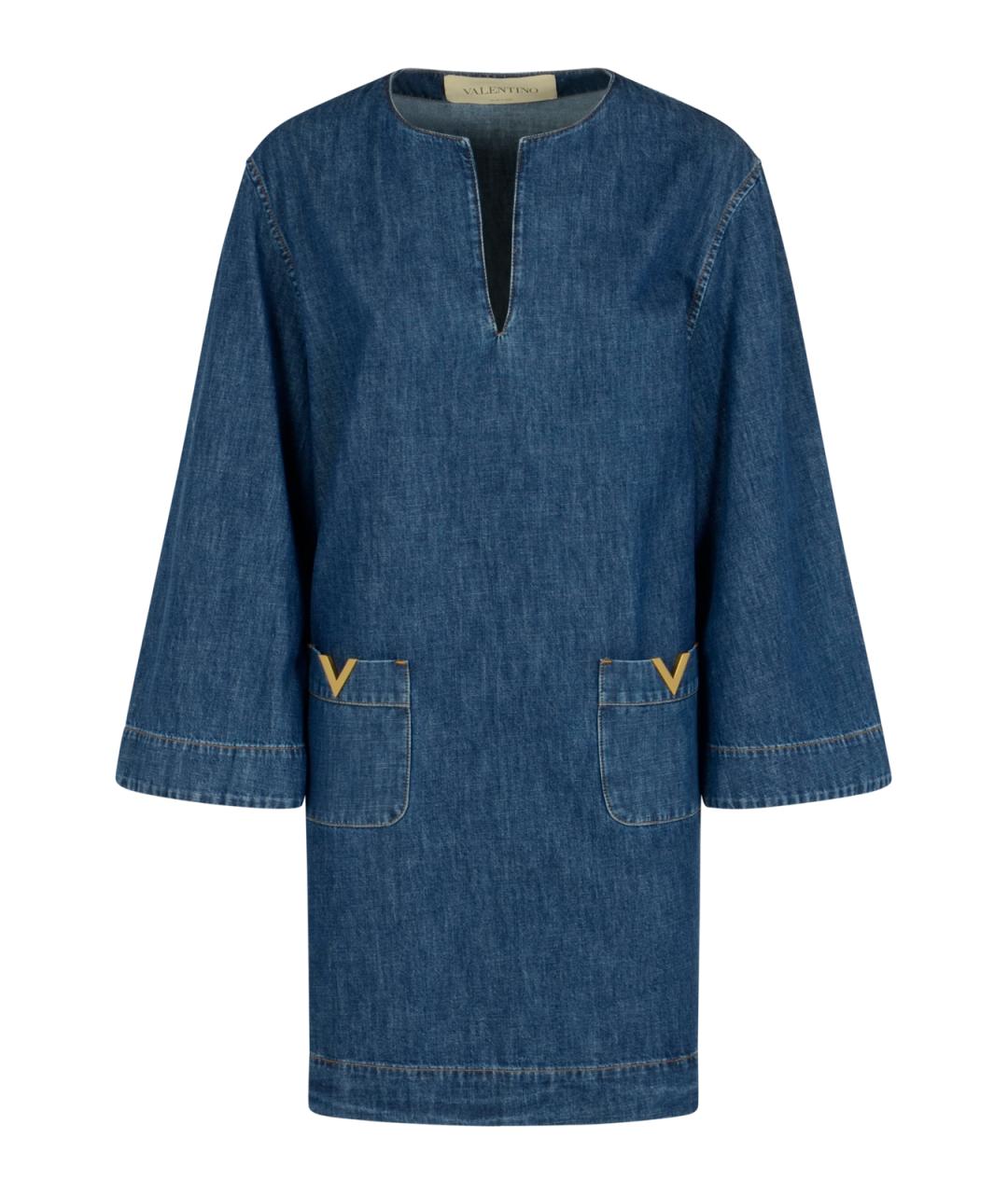 VALENTINO Синее хлопковое повседневное платье, фото 1