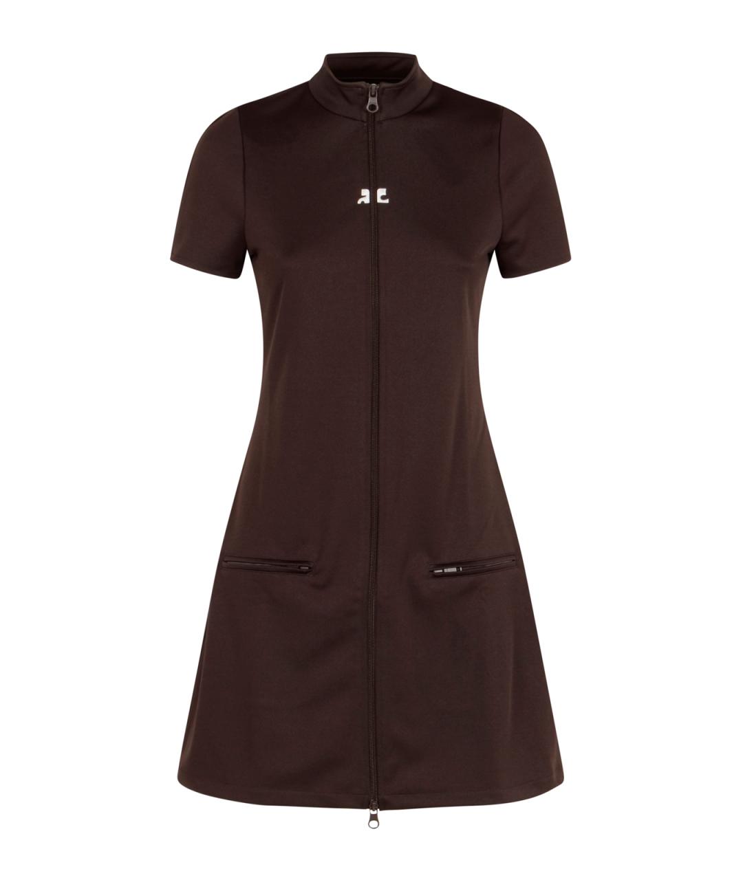COURREGES Коричневое полиэстеровое платье, фото 1