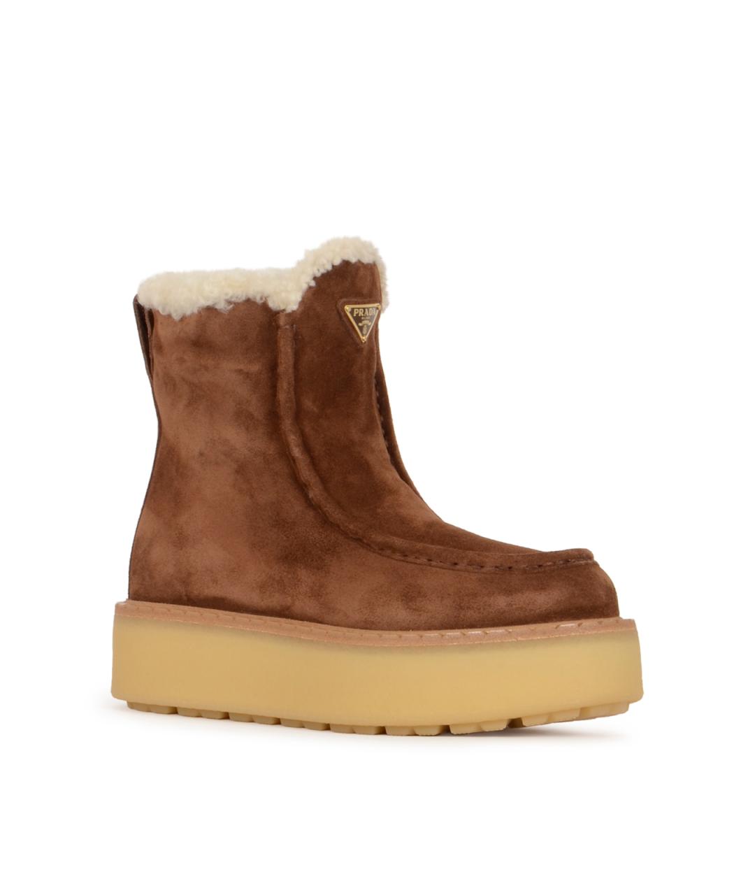 PRADA Коричневые замшевые сапоги, фото 2