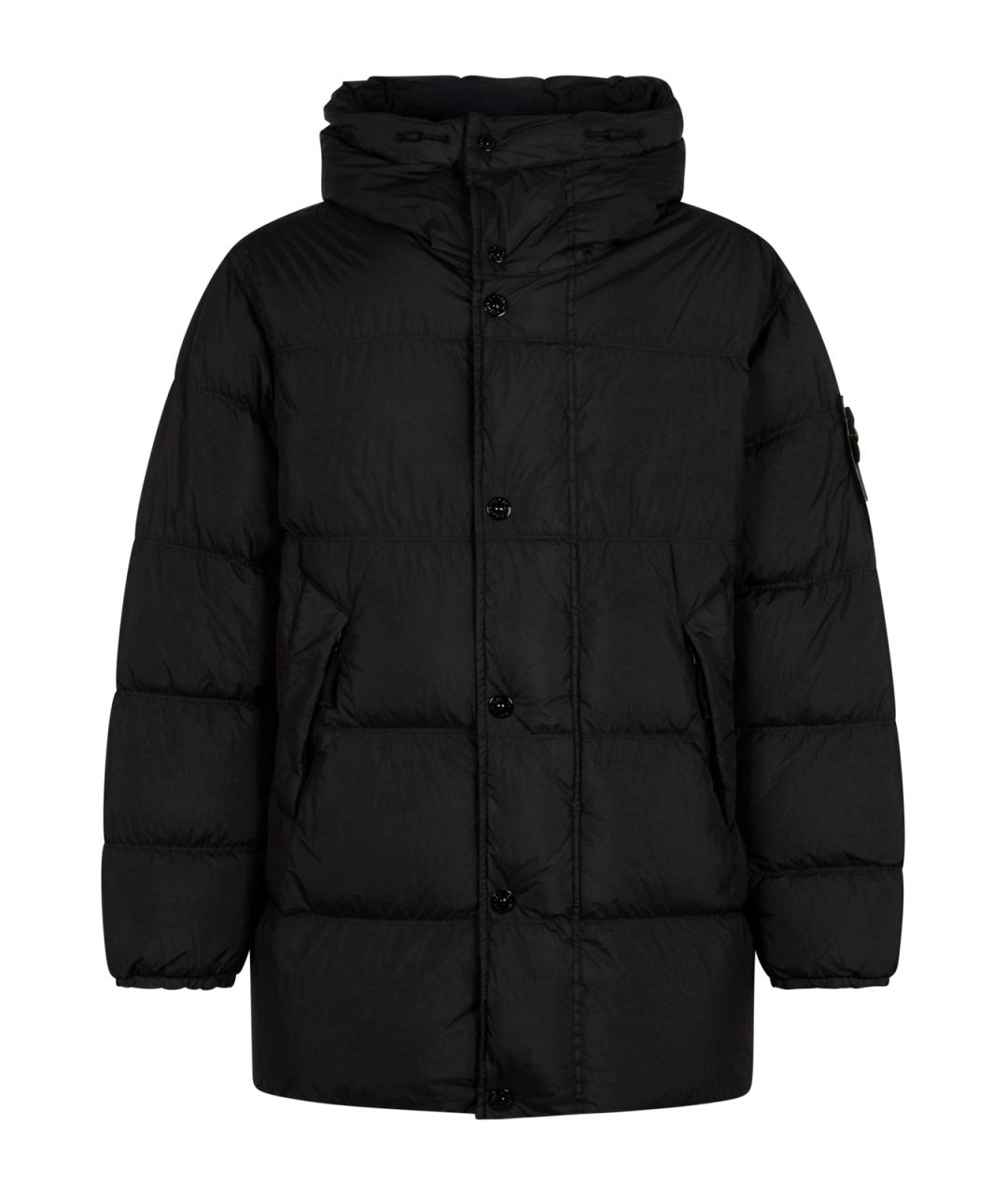 STONE ISLAND Черный полиамидовый пуховик, фото 1