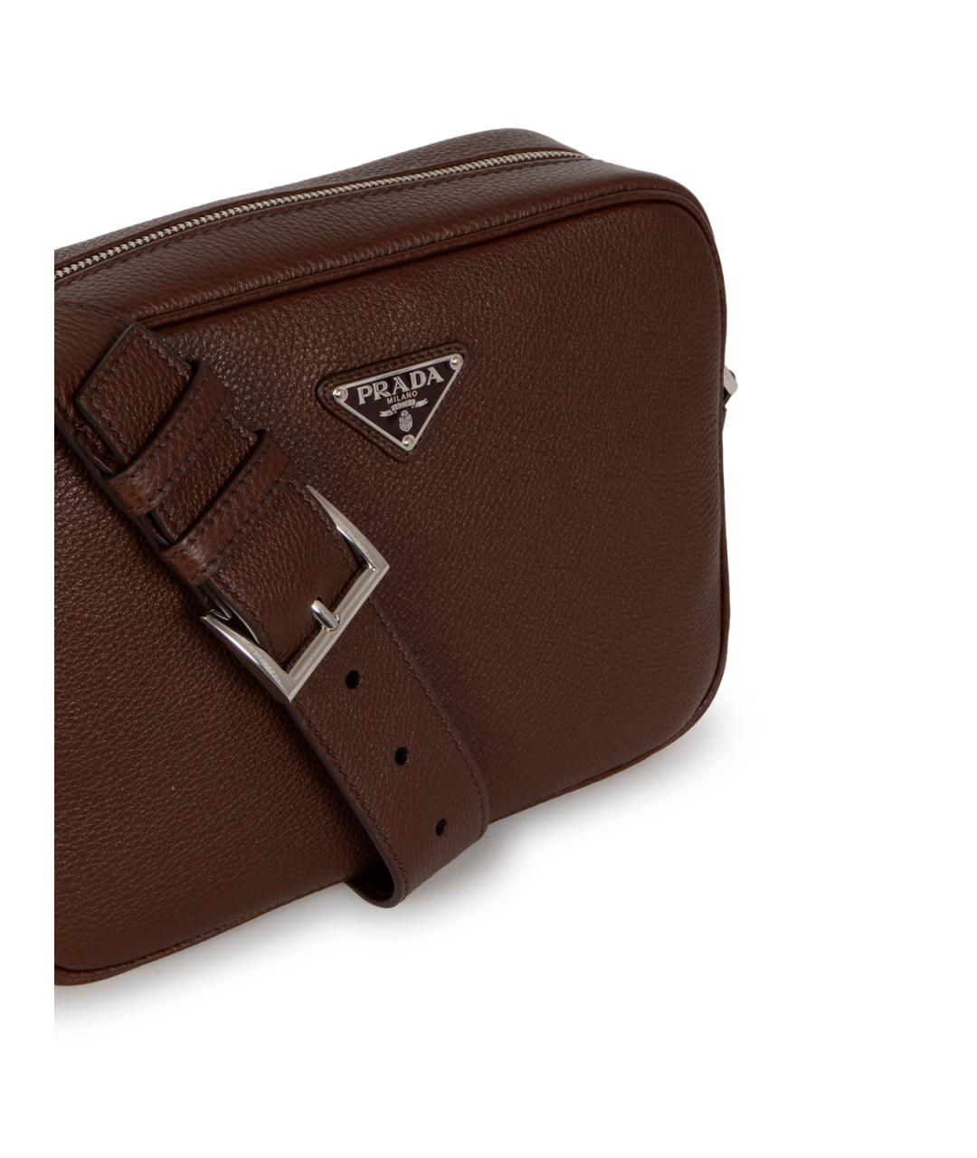 PRADA Коричневая кожаная сумка на плечо, фото 4