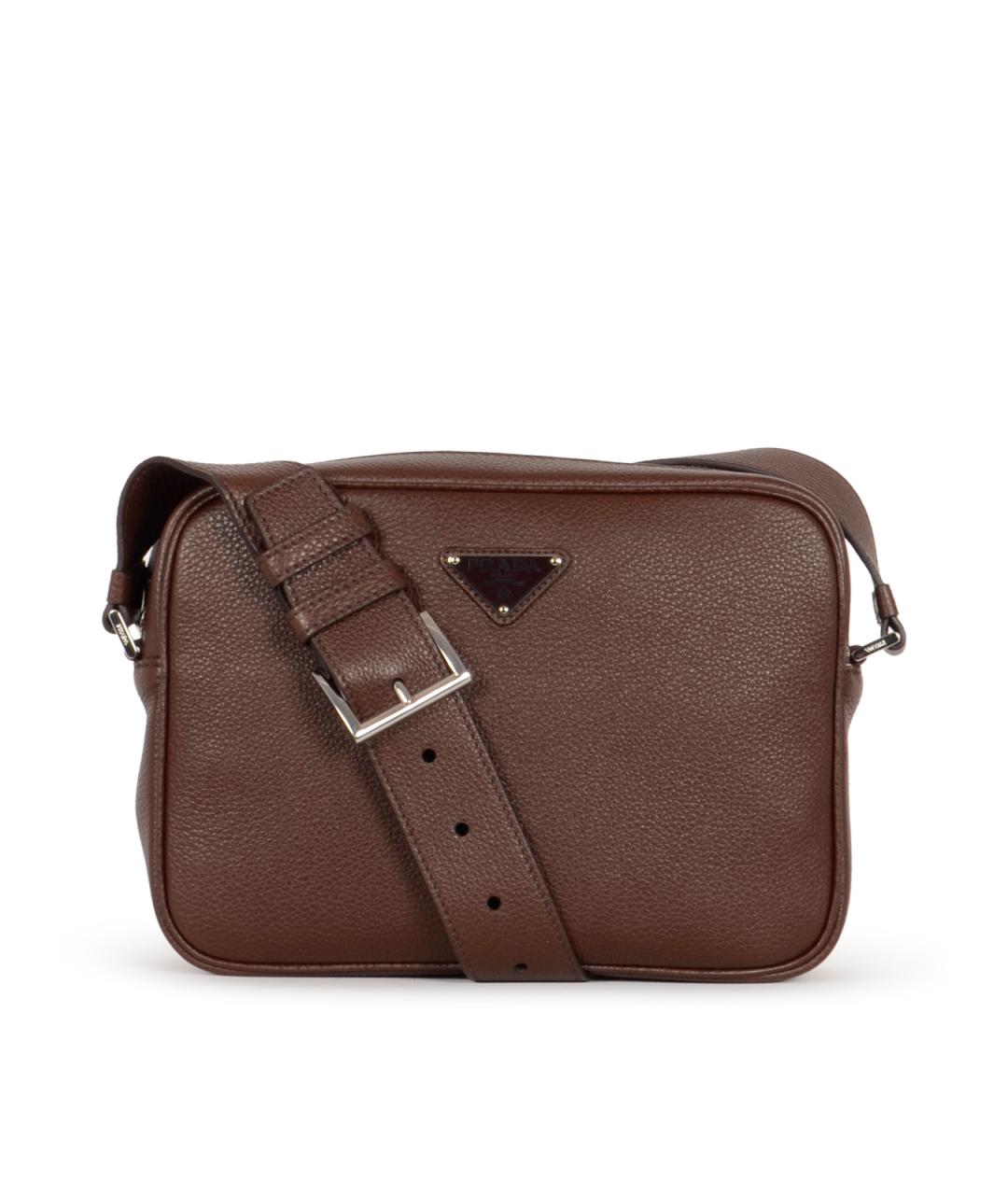 PRADA Коричневая кожаная сумка на плечо, фото 1