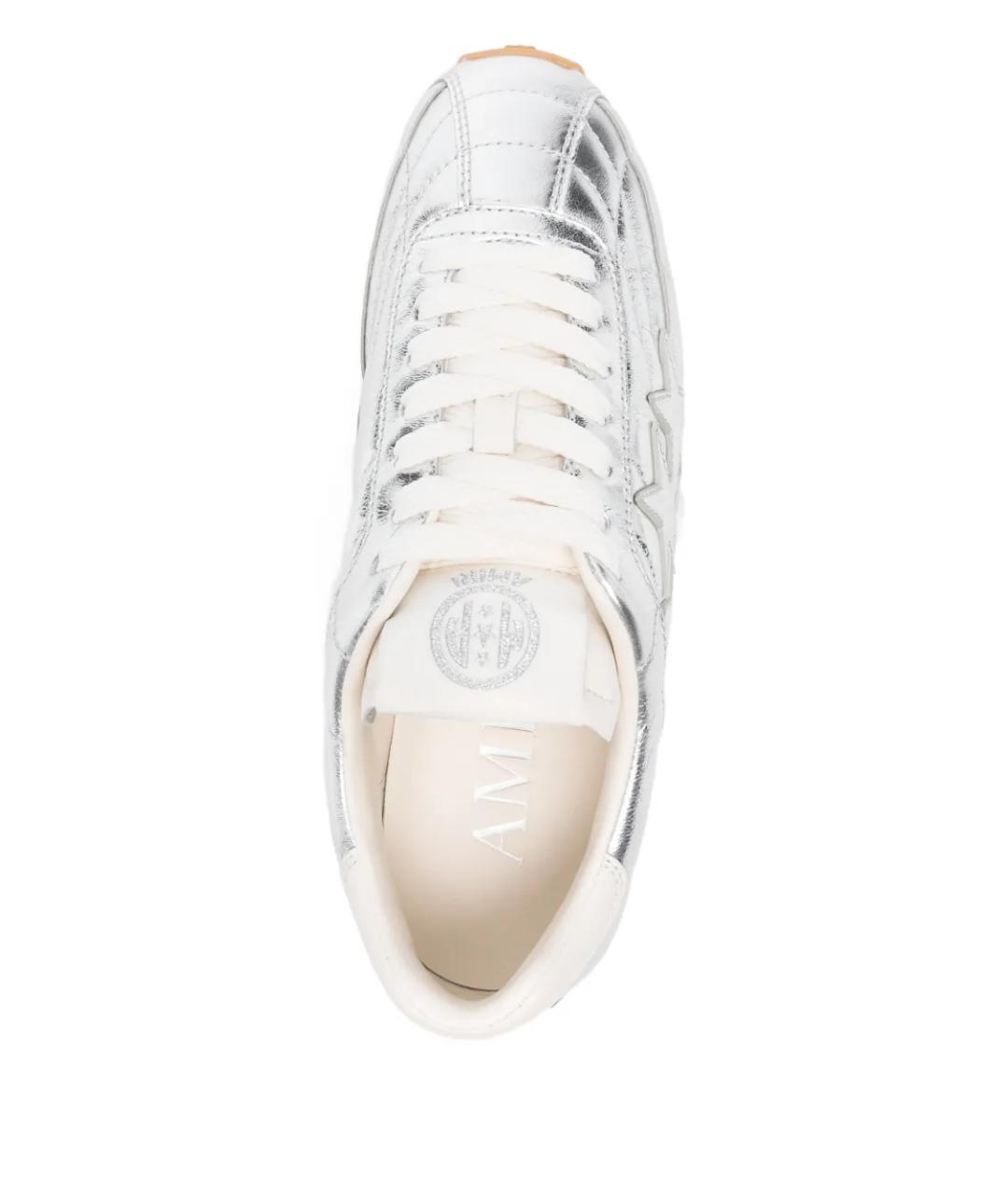 AMIRI Серебряные кожаные кроссовки, фото 5