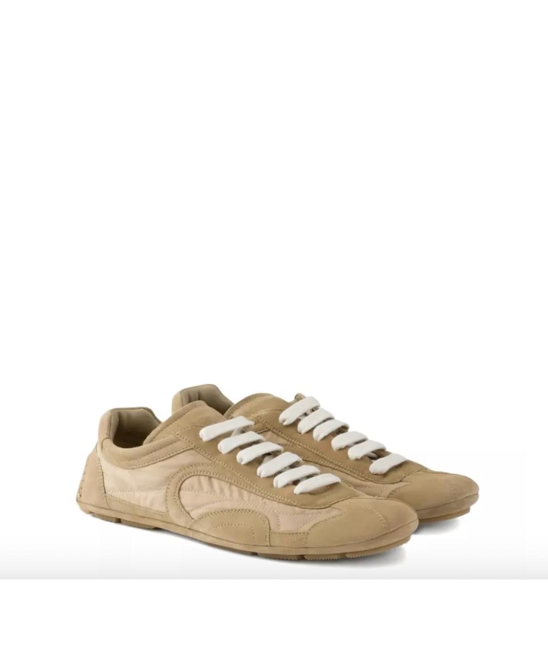 PRADA Бежевые синтетические кроссовки, фото 4