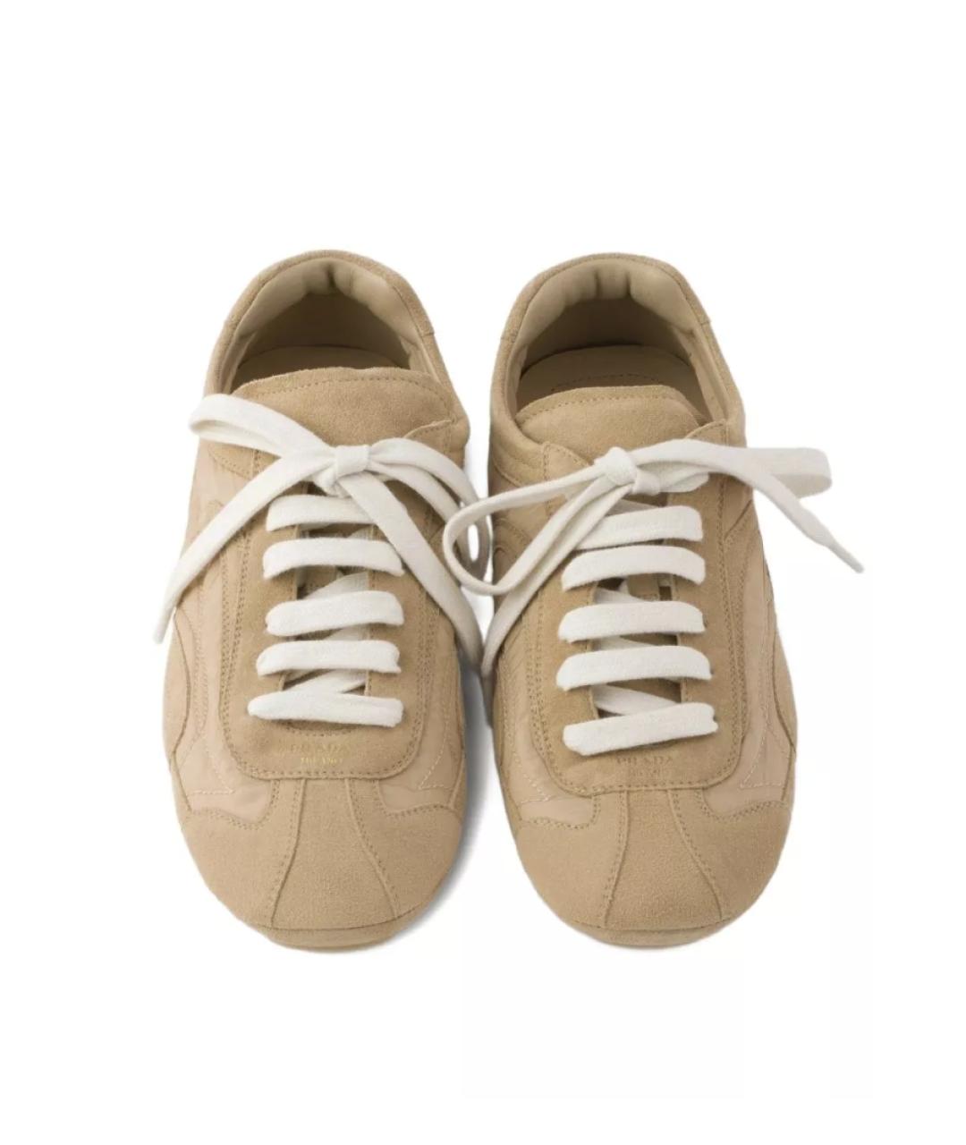 PRADA Бежевые синтетические кроссовки, фото 5