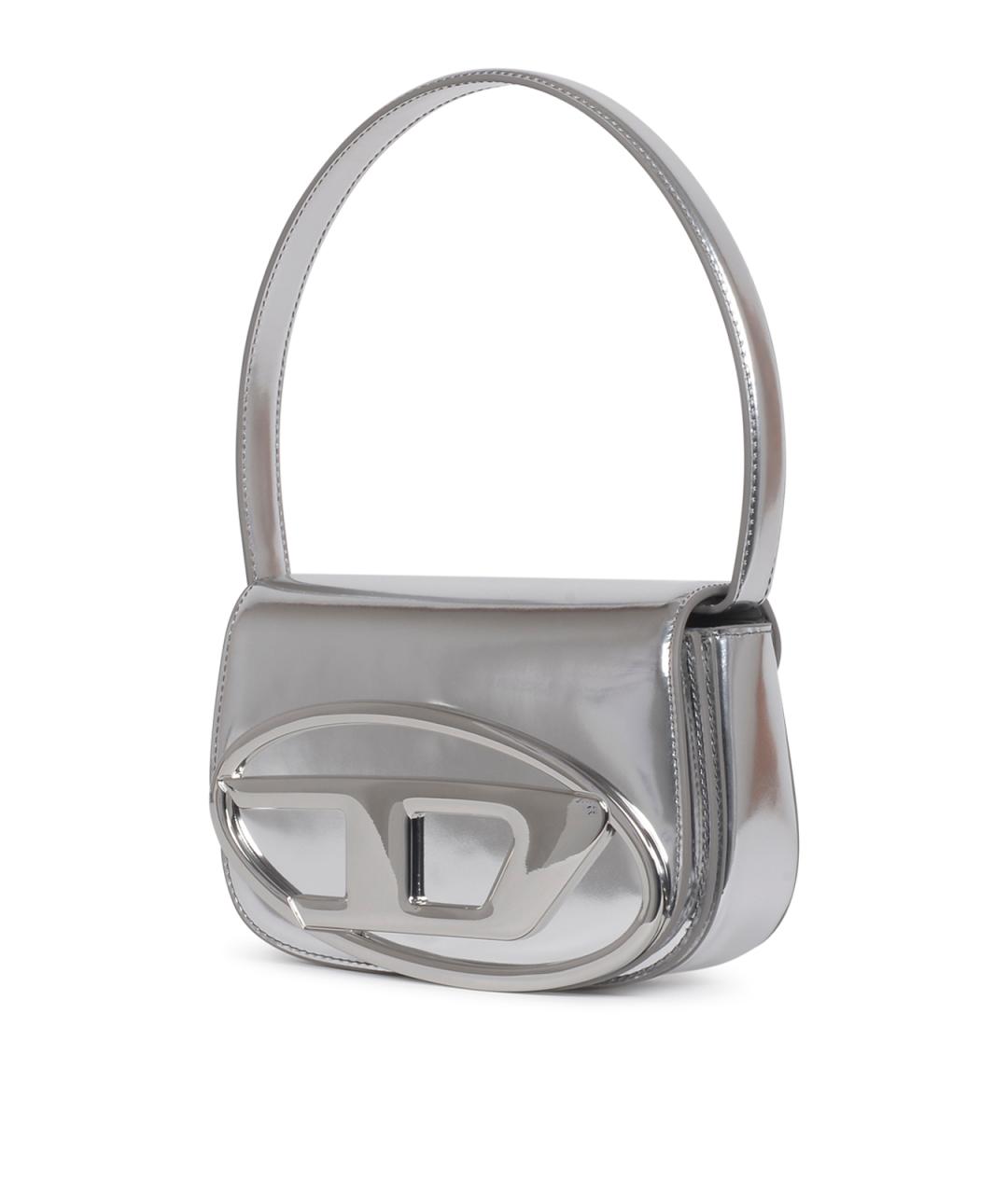 DIESEL Серебряная кожаная сумка через плечо, фото 2