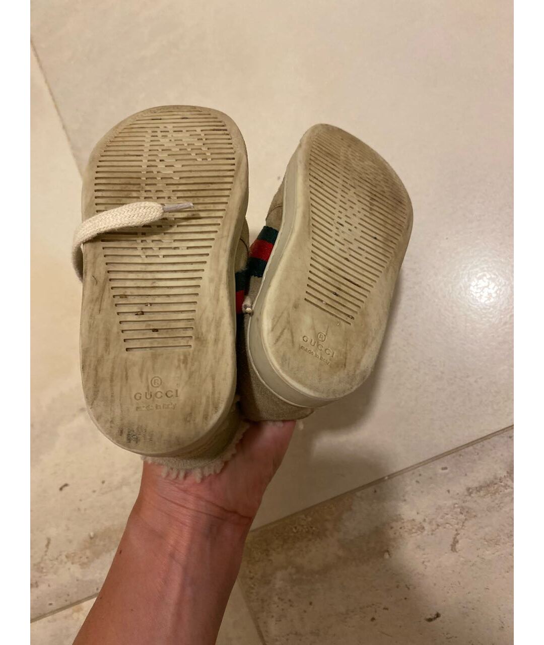 GUCCI Бежевые замшевые кеды, фото 3