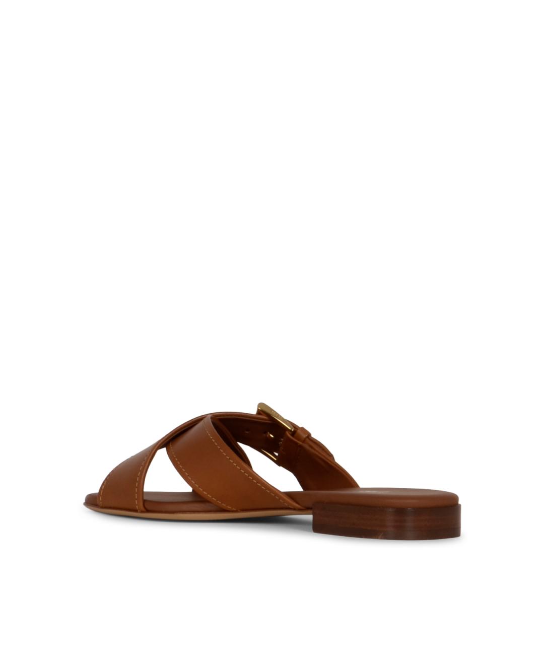 PRADA Коричневые кожаные шлепанцы, фото 4