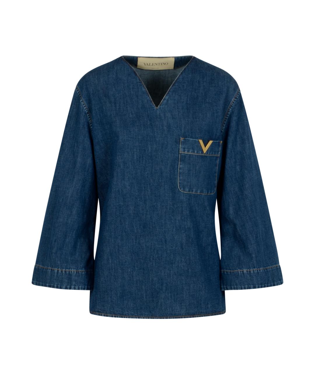 VALENTINO Синяя хлопковая блузы, фото 1