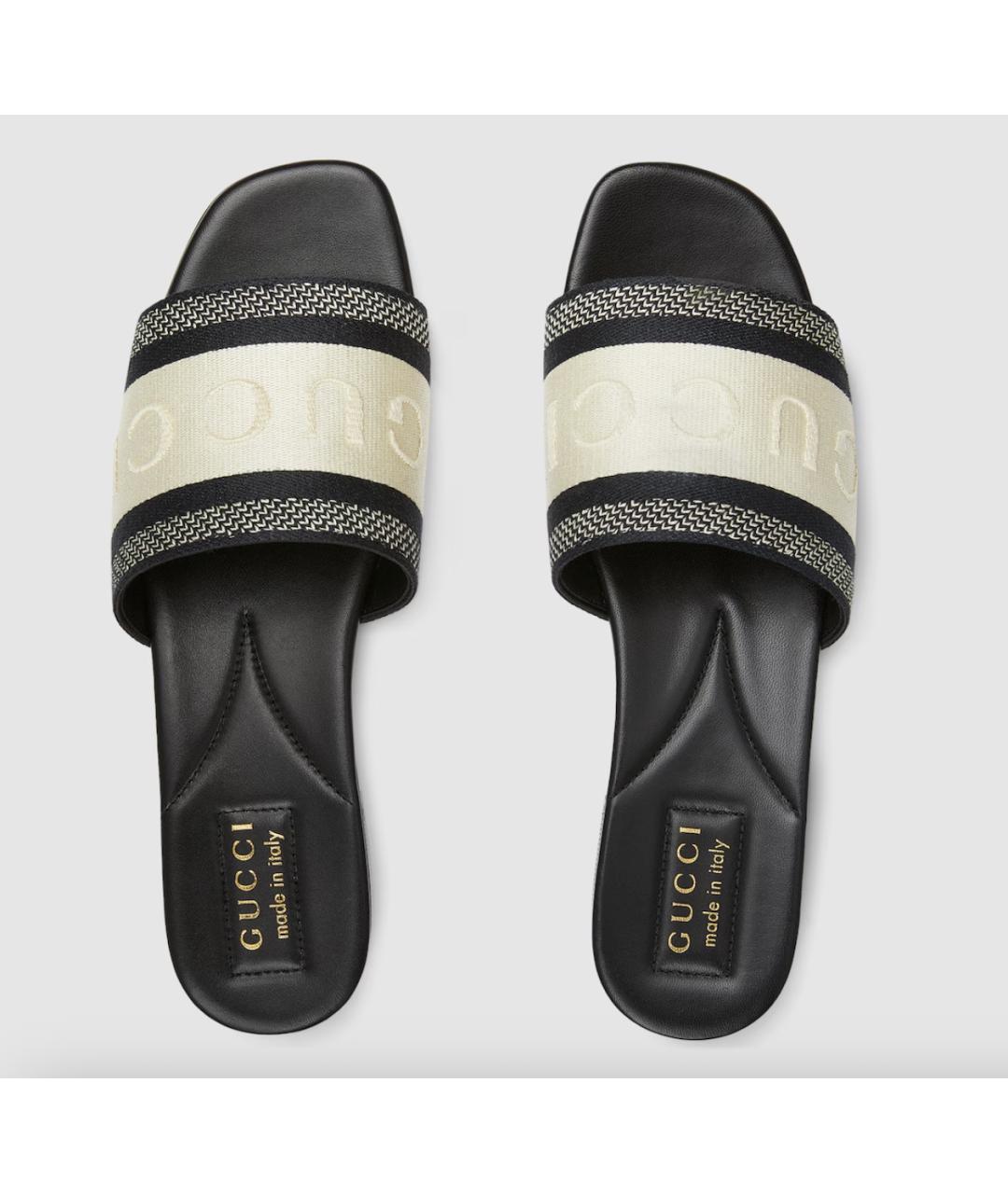 GUCCI Черные текстильные шлепанцы, фото 5