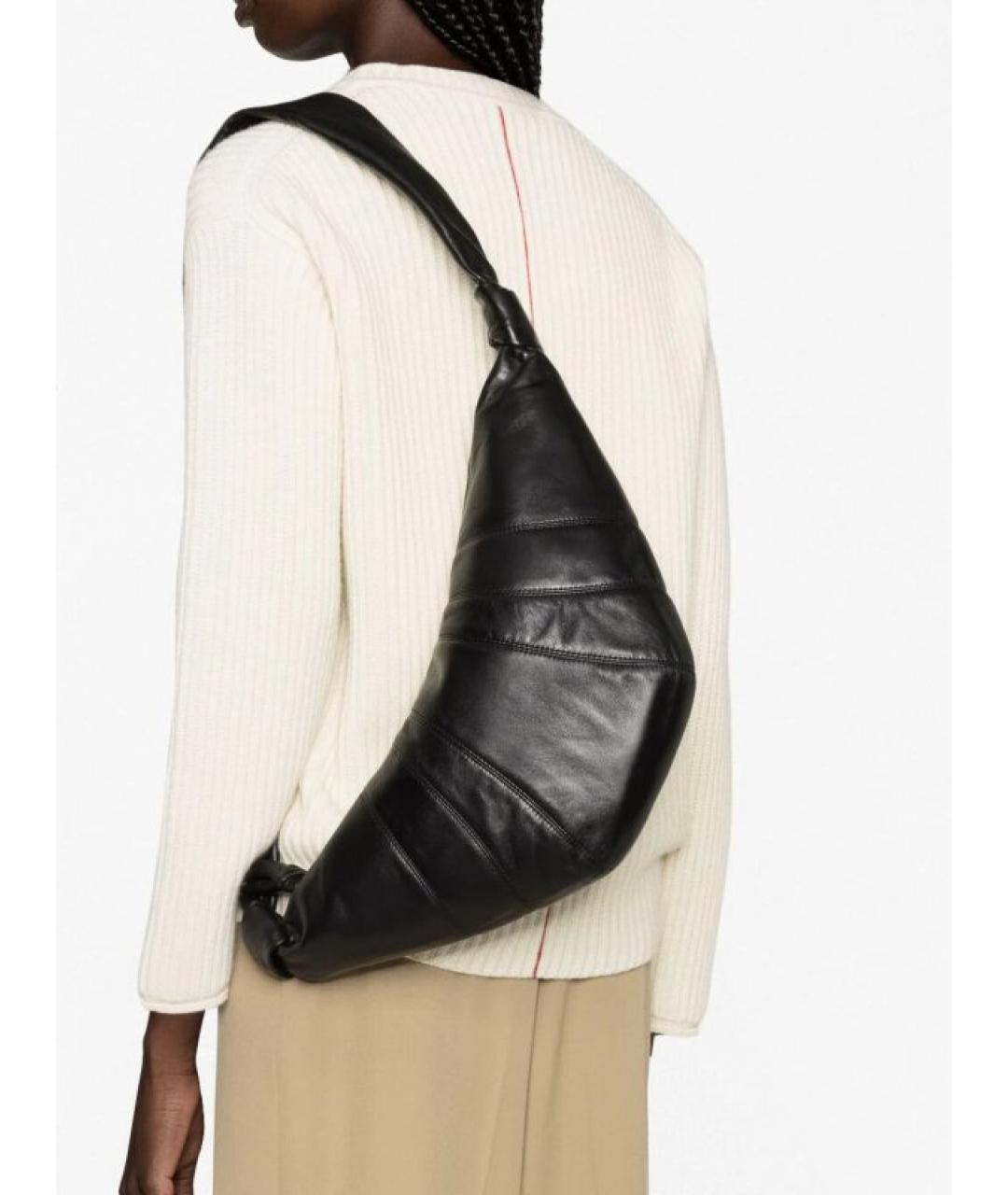 LEMAIRE Черная кожаная сумка на плечо, фото 5