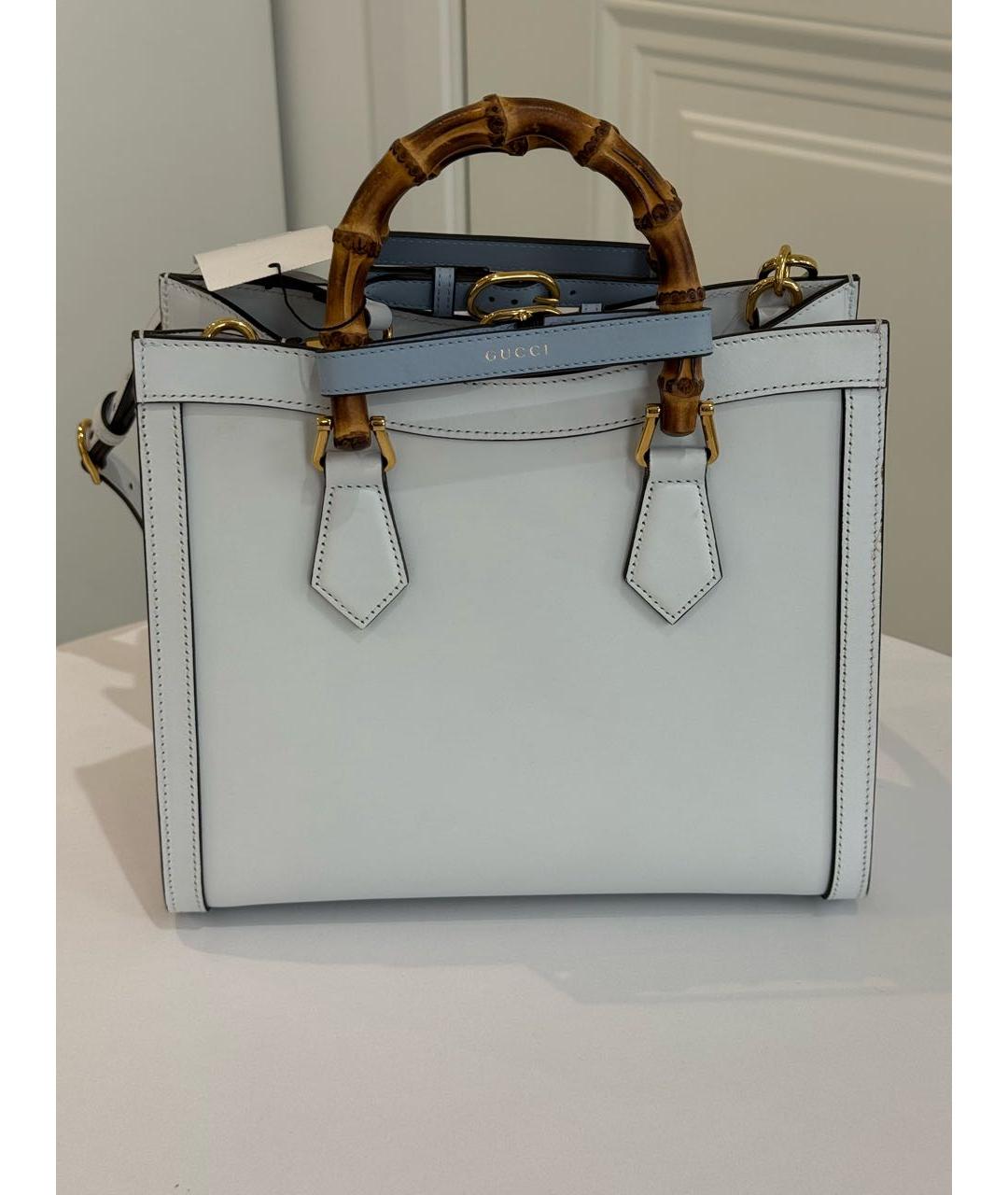 GUCCI Голубая кожаная сумка с короткими ручками, фото 4