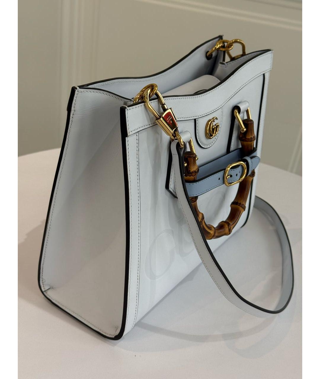 GUCCI Голубая кожаная сумка с короткими ручками, фото 3