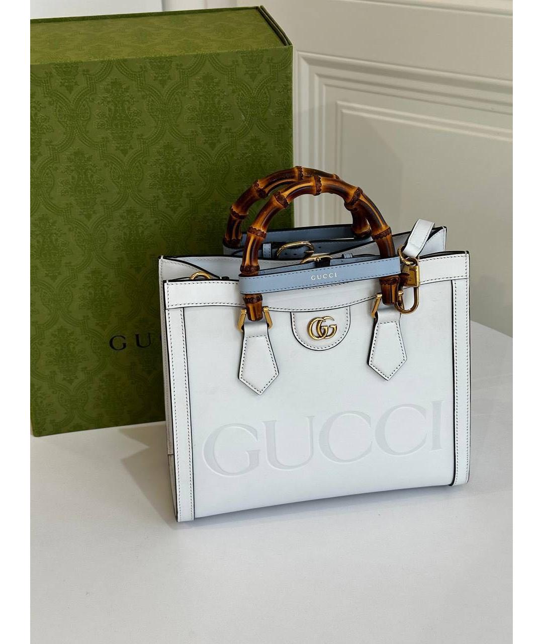 GUCCI Голубая кожаная сумка с короткими ручками, фото 5