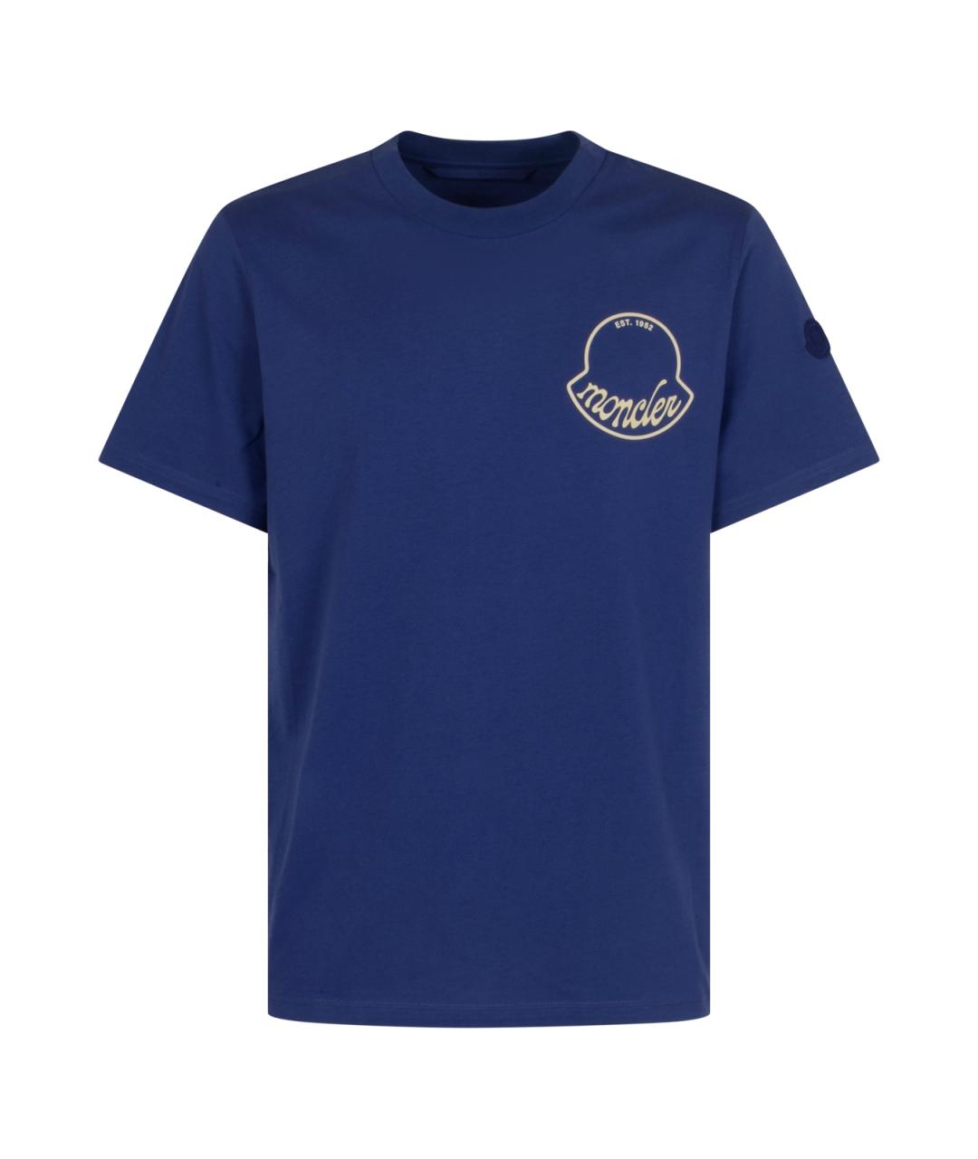 MONCLER Синяя хлопковая футболка, фото 1