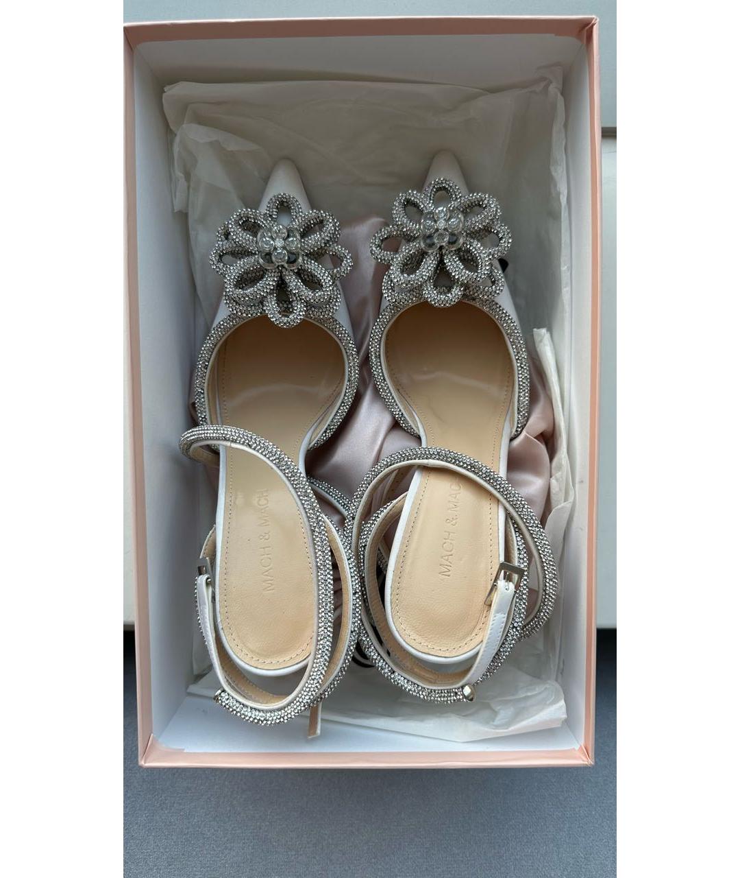 MACH&MACH Белые текстильные свадебные туфли на высоком каблуке, фото 2