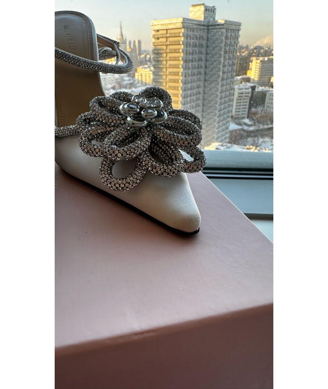 MACH&MACH Белые текстильные свадебные туфли на высоком каблуке, фото 5