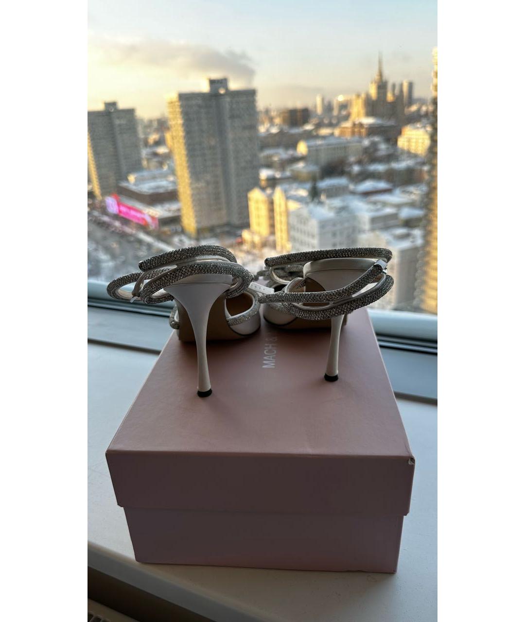 MACH&MACH Белые текстильные свадебные туфли на высоком каблуке, фото 3