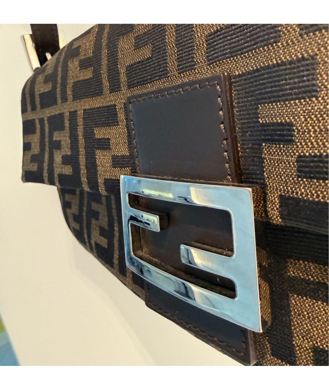 FENDI Коричневая жаккардовая сумка через плечо, фото 6