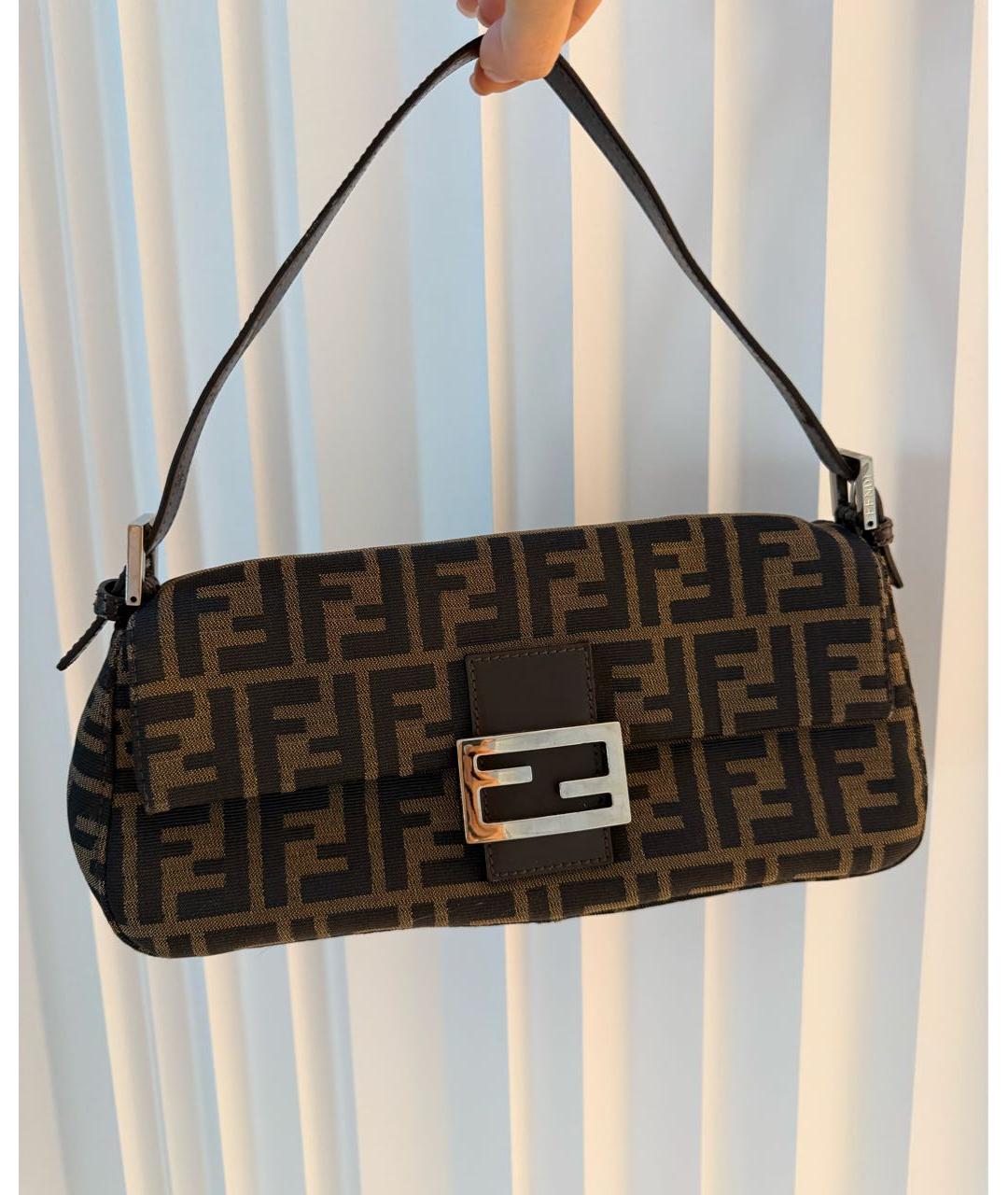 FENDI Коричневая жаккардовая сумка через плечо, фото 2