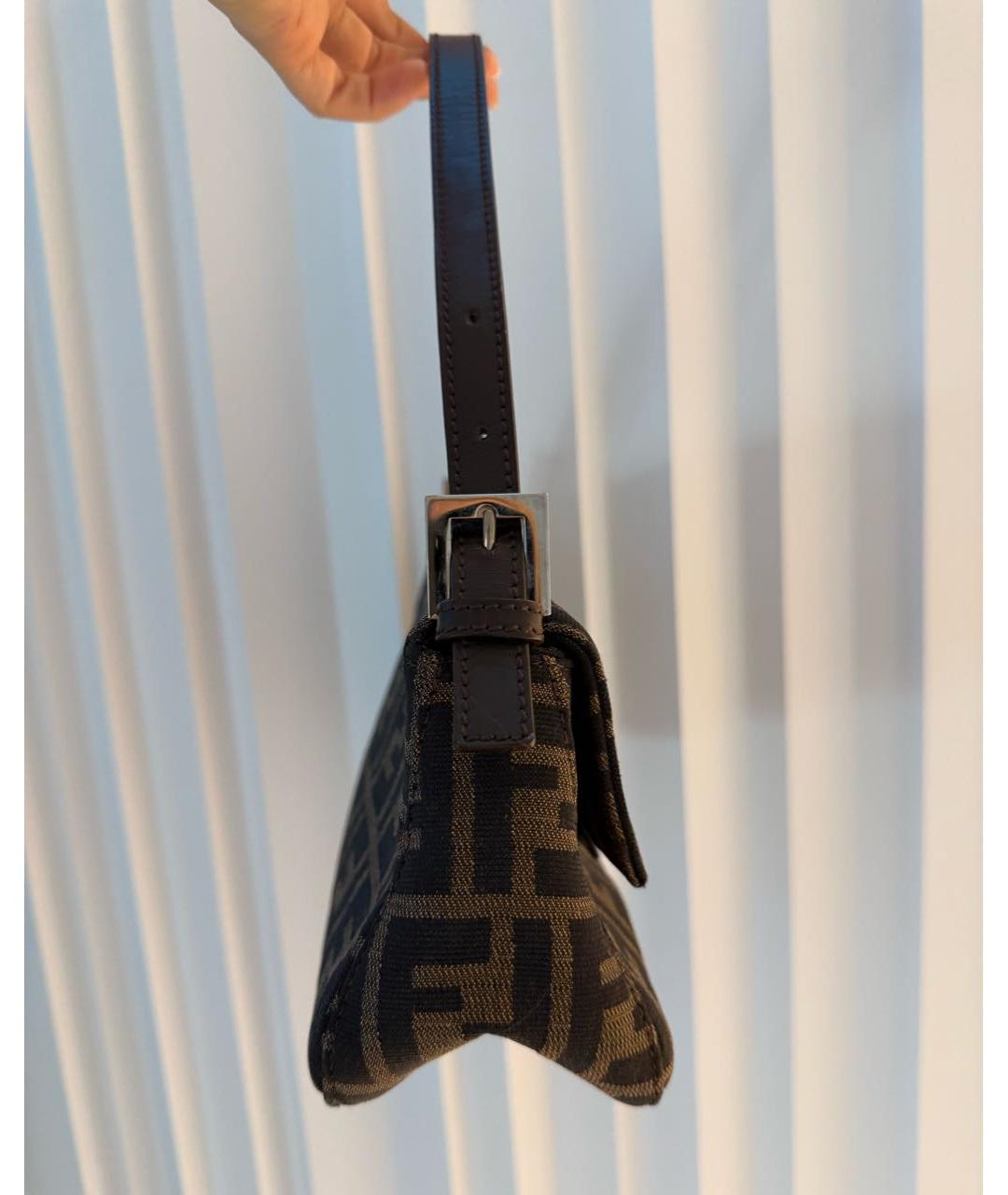 FENDI Коричневая жаккардовая сумка через плечо, фото 5