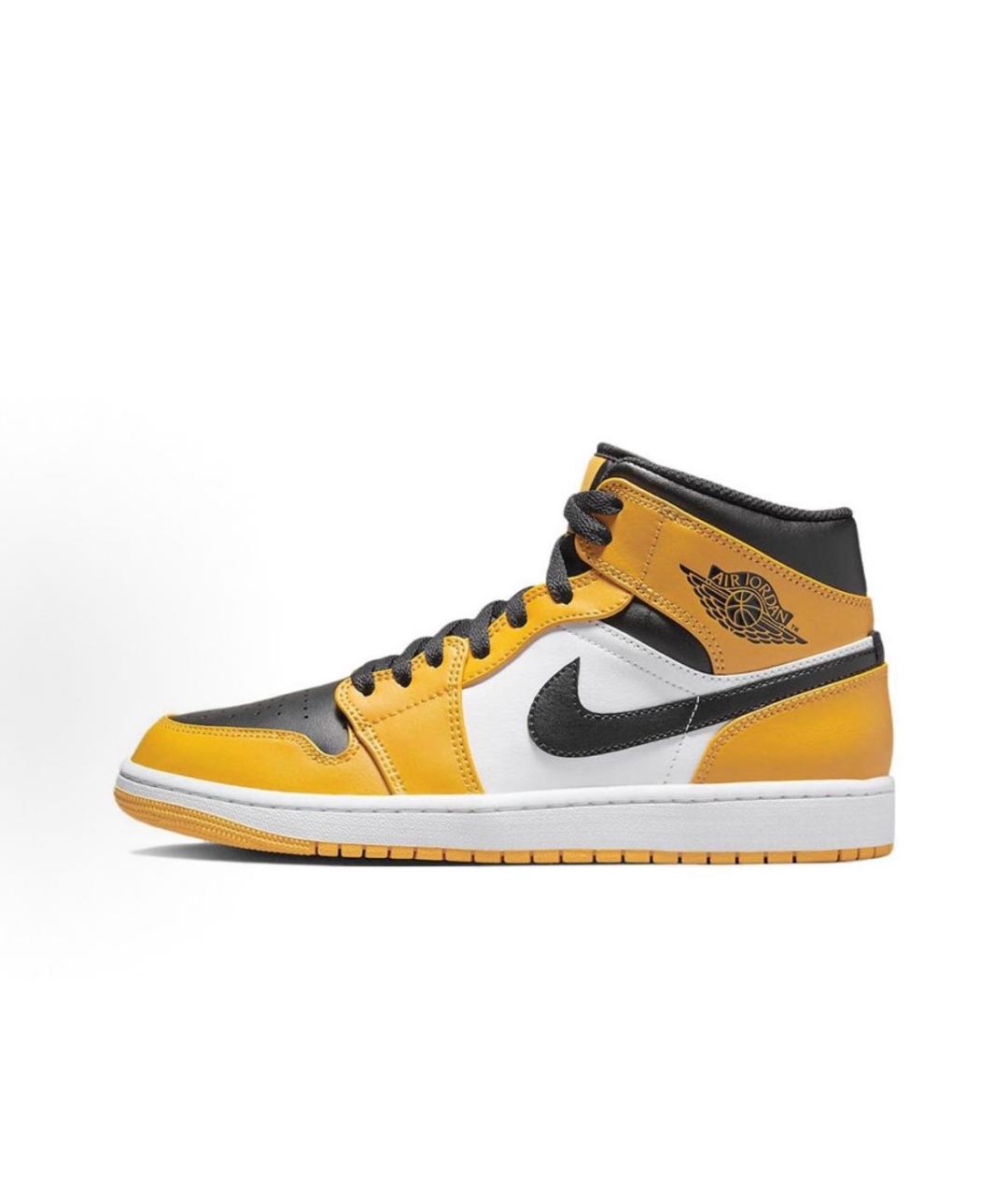 JORDAN Горчичные кожаные высокие кроссовки / кеды, фото 3