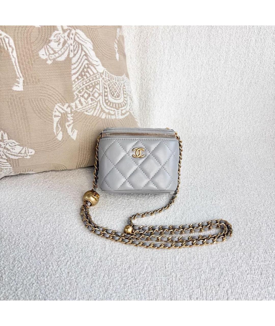 CHANEL Серая кожаная сумка через плечо, фото 9