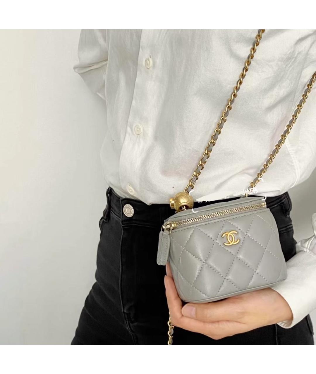 CHANEL Серая кожаная сумка через плечо, фото 8