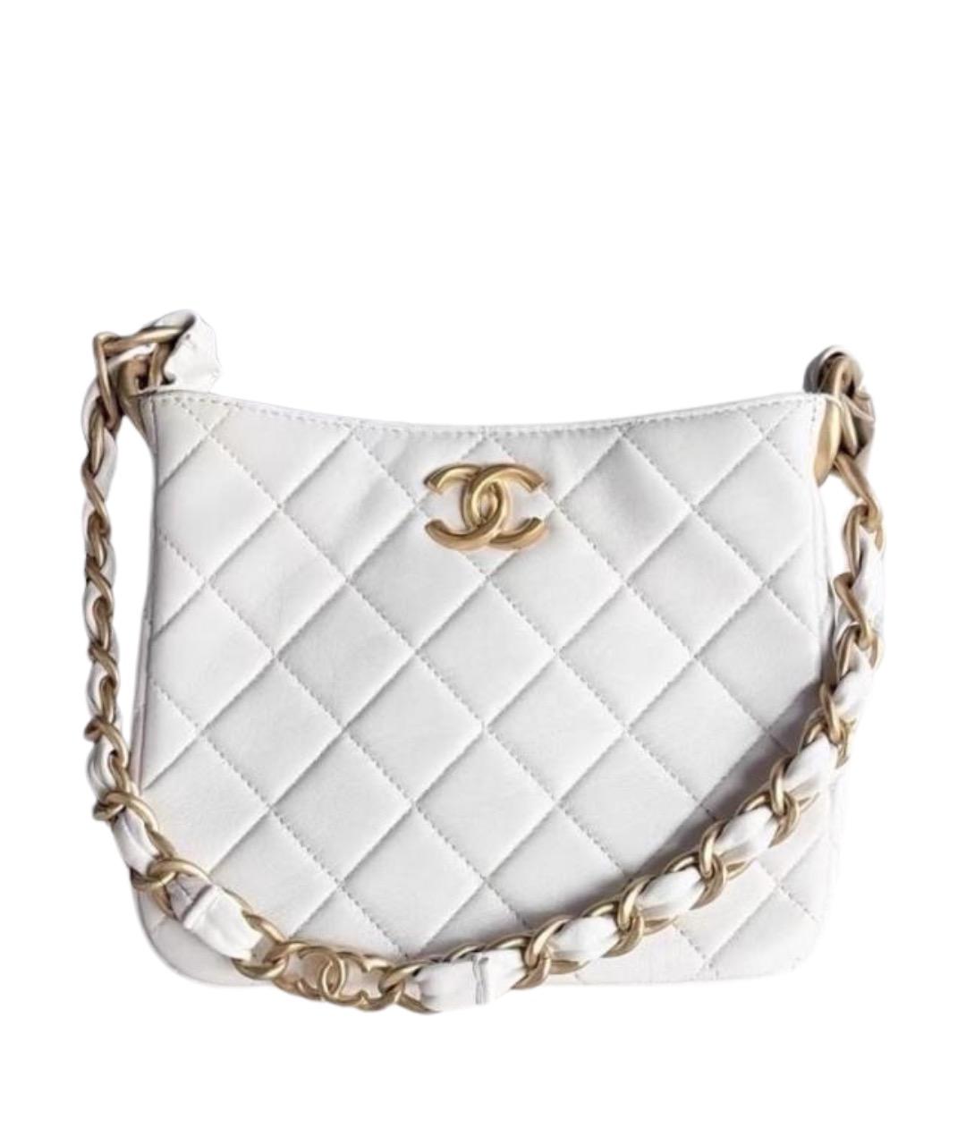 CHANEL Белая кожаная сумка через плечо, фото 1