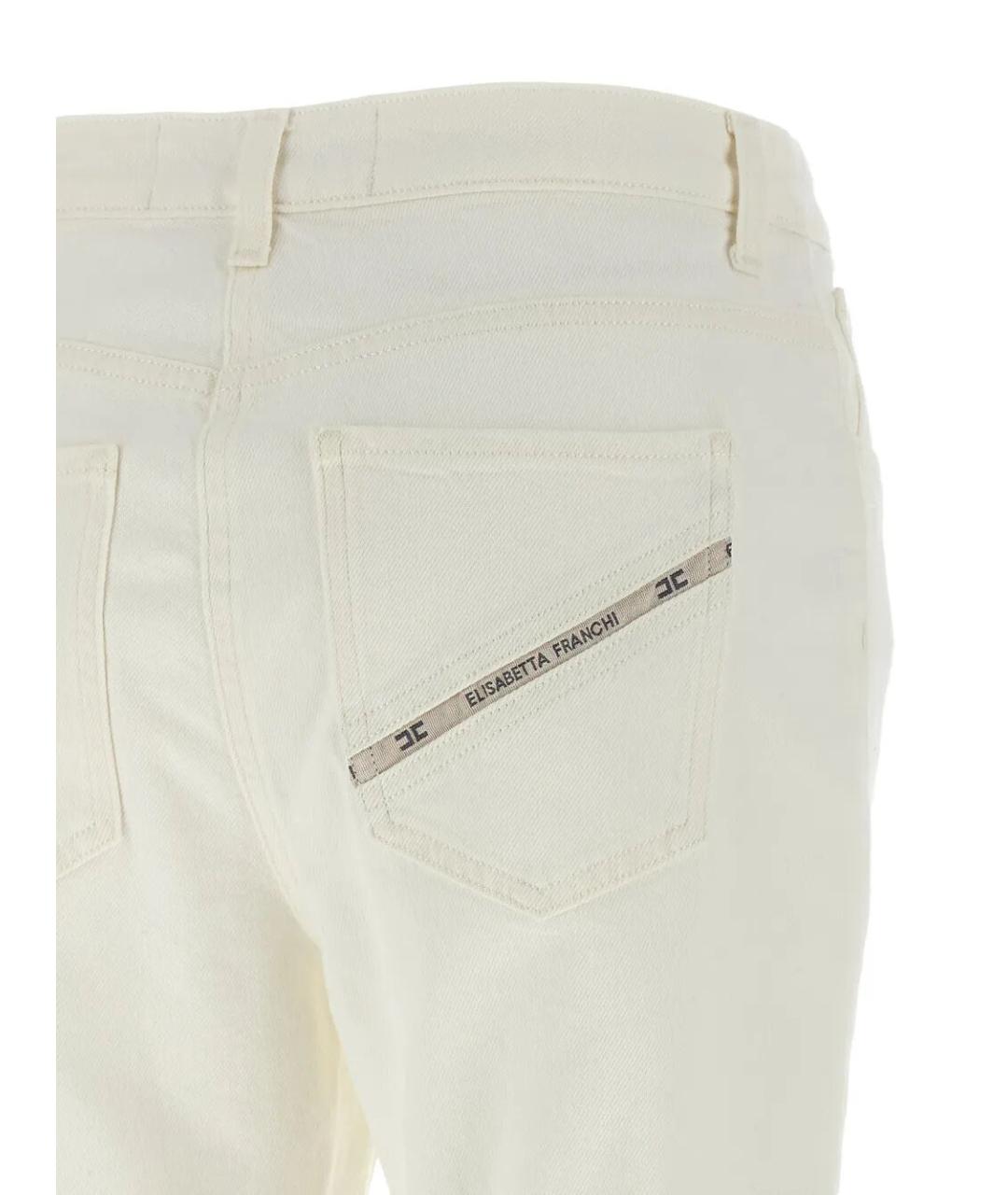 ELISABETTA FRANCHI Бежевые хлопковые прямые джинсы, фото 4