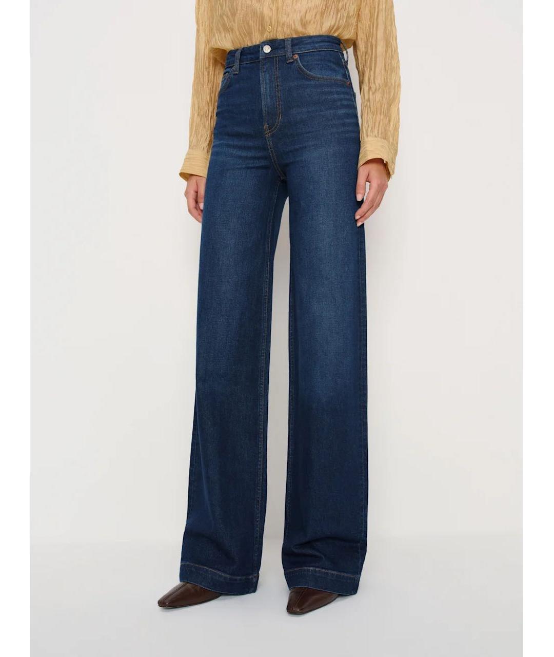 REFORMATION Темно-синие хлопковые прямые джинсы, фото 6
