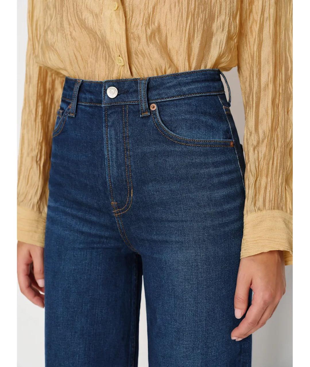 REFORMATION Темно-синие хлопковые прямые джинсы, фото 8