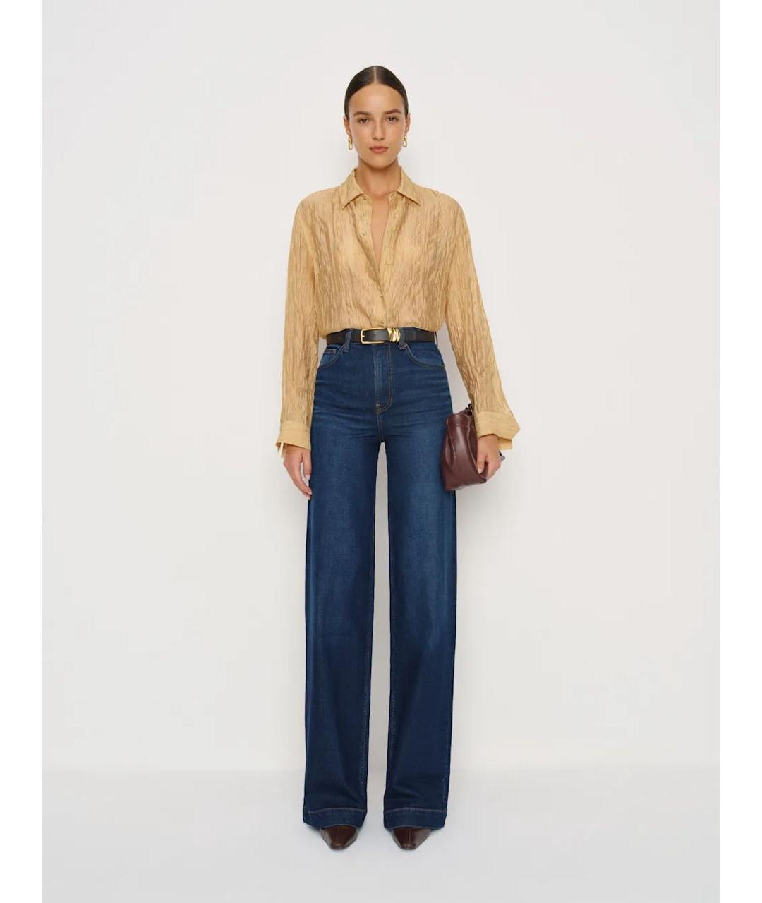 REFORMATION Темно-синие хлопковые прямые джинсы, фото 5