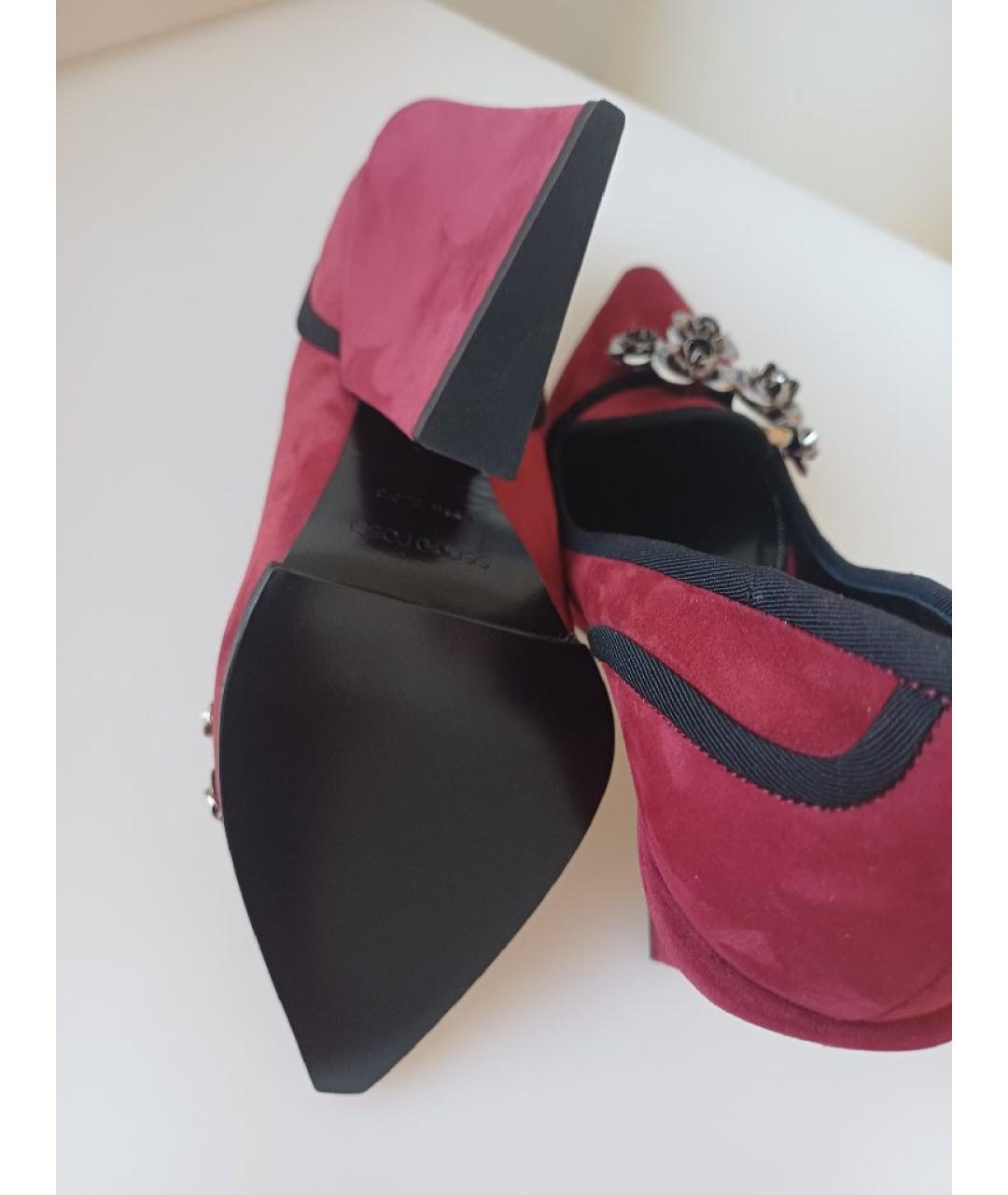 SERGIO ROSSI Бордовые замшевые туфли, фото 9
