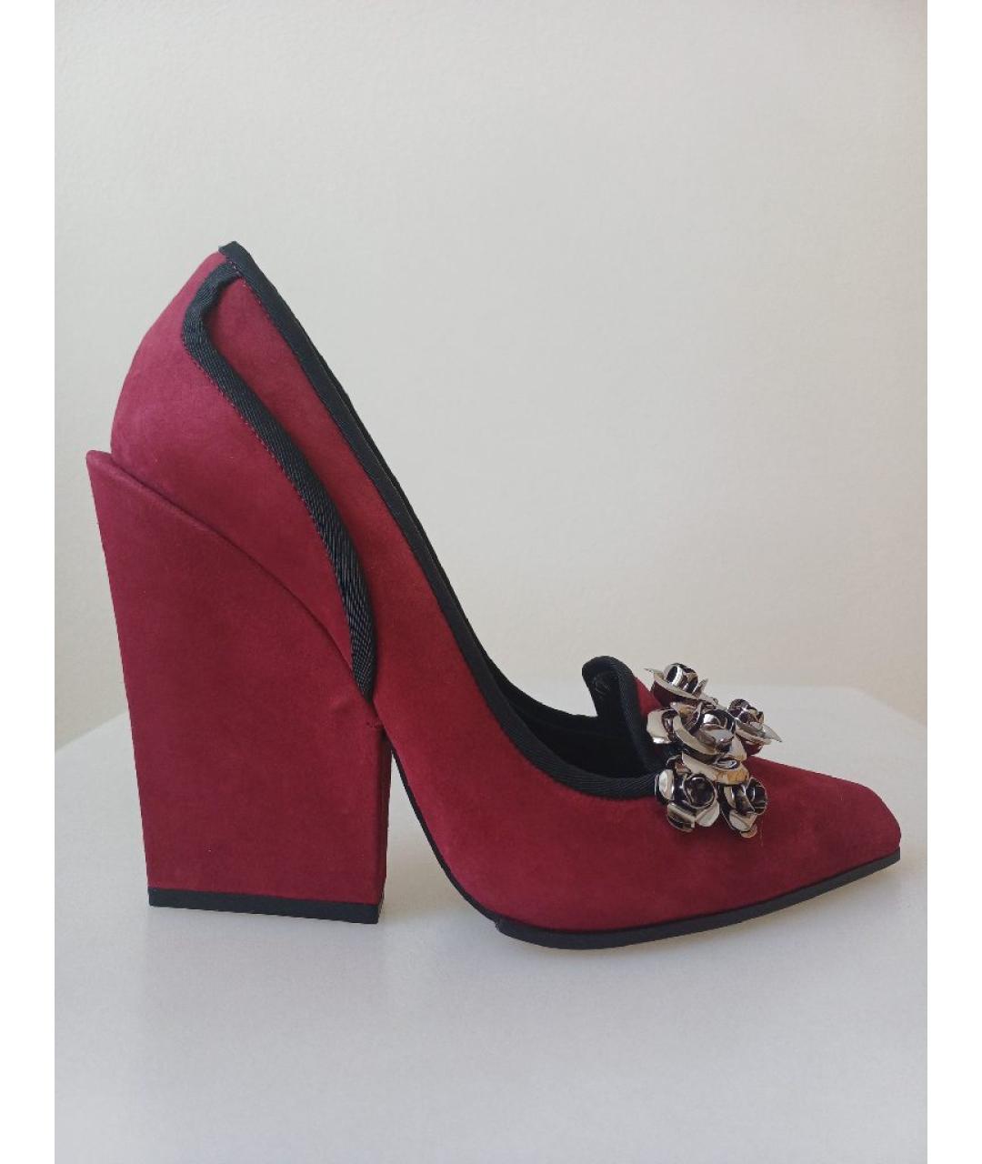 SERGIO ROSSI Бордовые замшевые туфли, фото 10