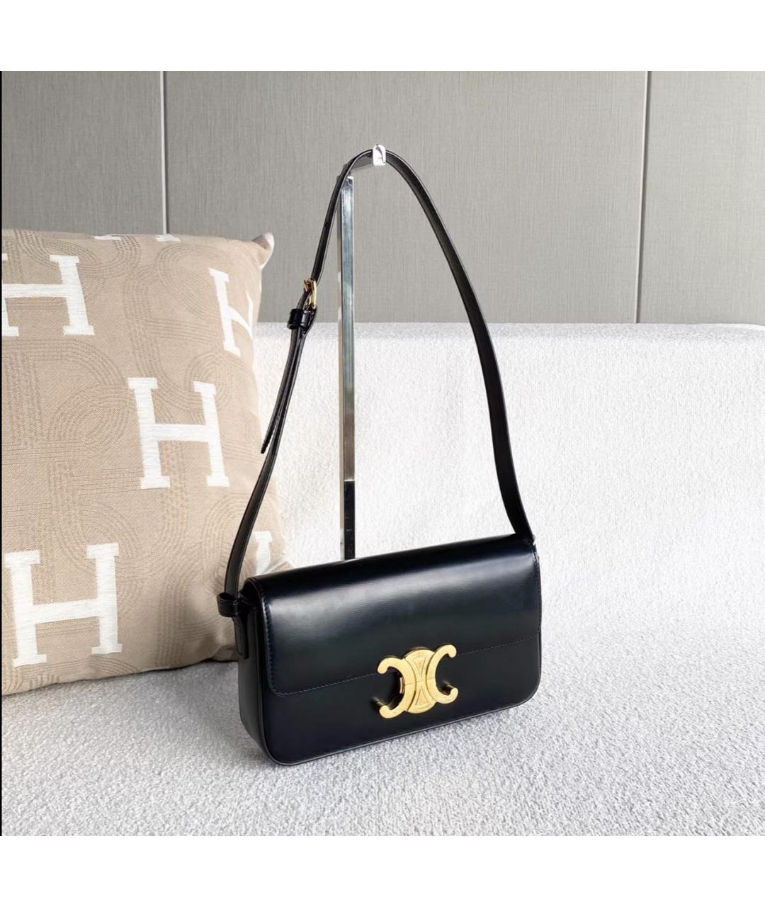 CELINE Черная кожаная сумка через плечо, фото 6