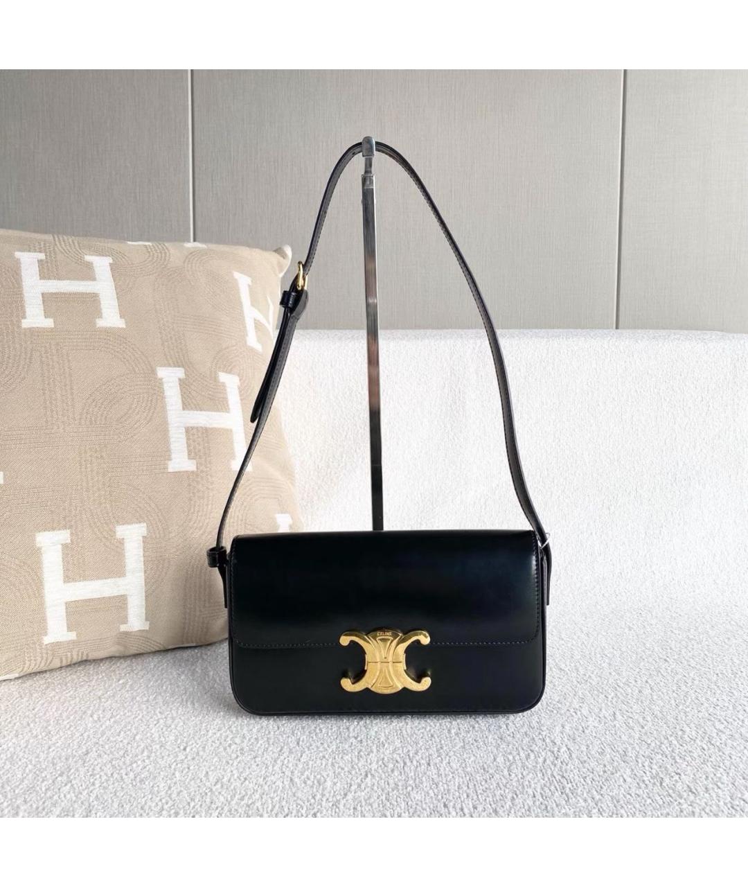 CELINE Черная кожаная сумка через плечо, фото 8